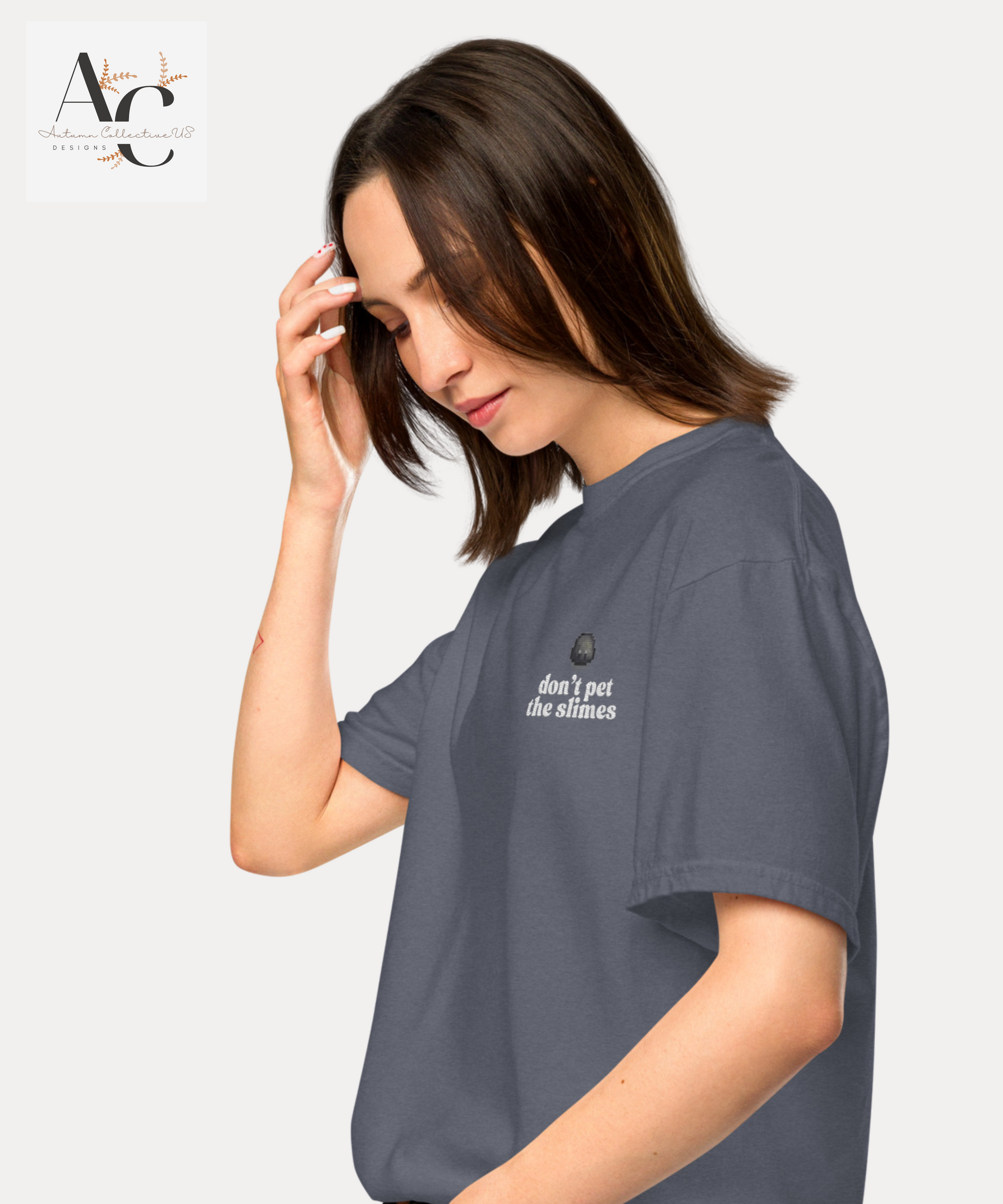 Embroidered Don't Pet The Slimes heavyweight t-shirt