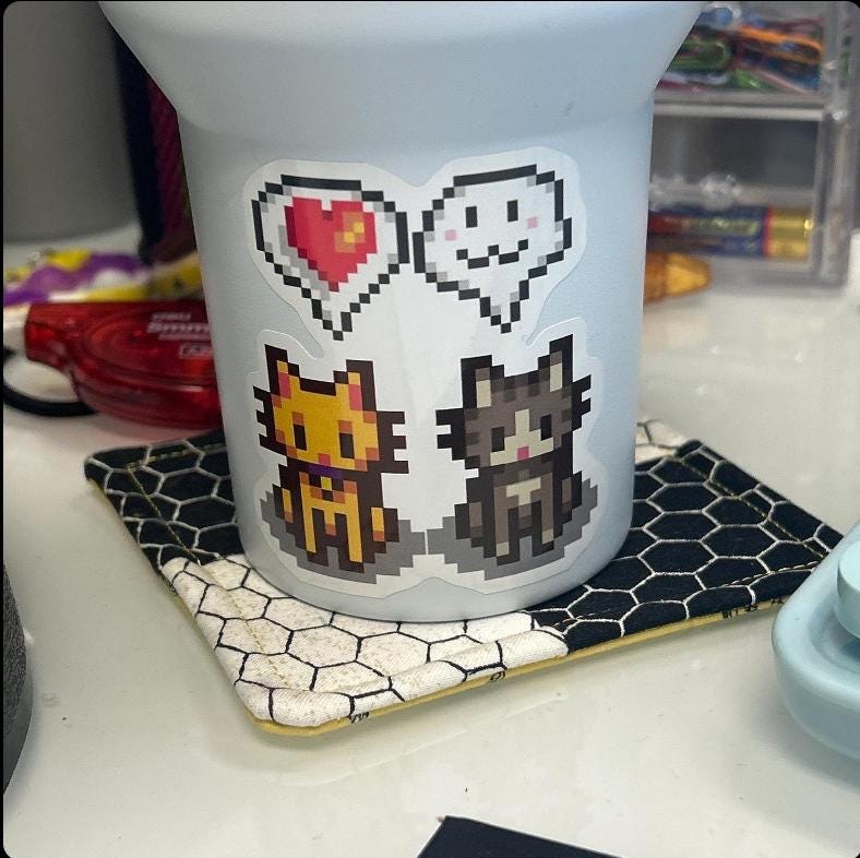 Stardew Valley Sticker, Gift for Him and Her, Video Game Art, Pixel Art, Crossing, 8Bit, Valley, Animal, Cozy Gamer, Laptop Sticker, Cat, US