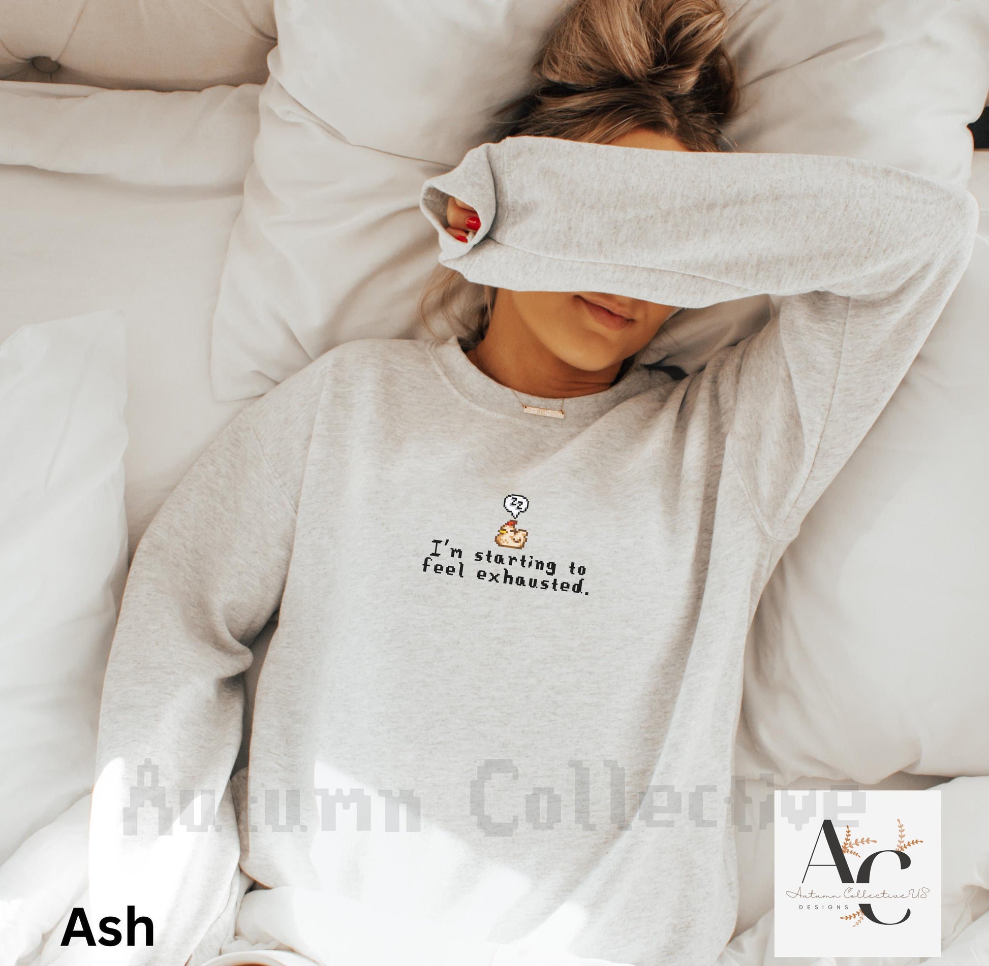I'm starting to feel exhausted stardew valley sleeping chicken unisex sweatshirt in color ash