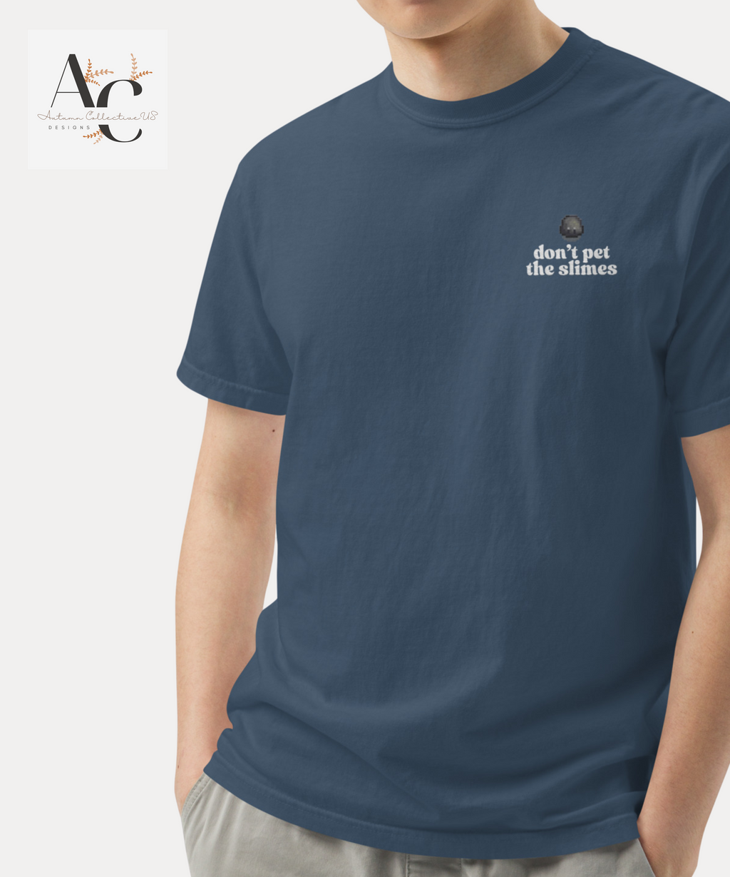 Embroidered Don't Pet The Slimes heavyweight t-shirt