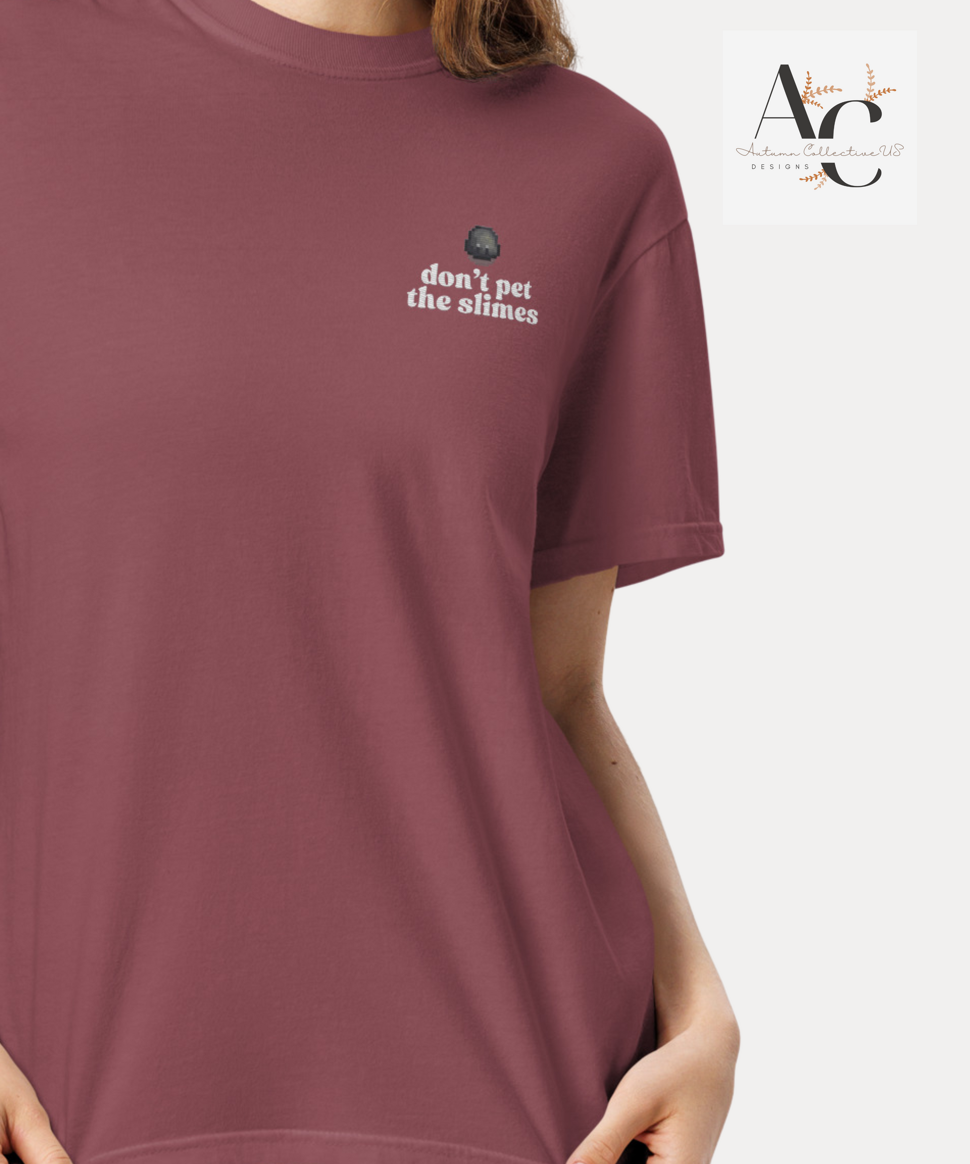 Embroidered Don't Pet The Slimes heavyweight t-shirt