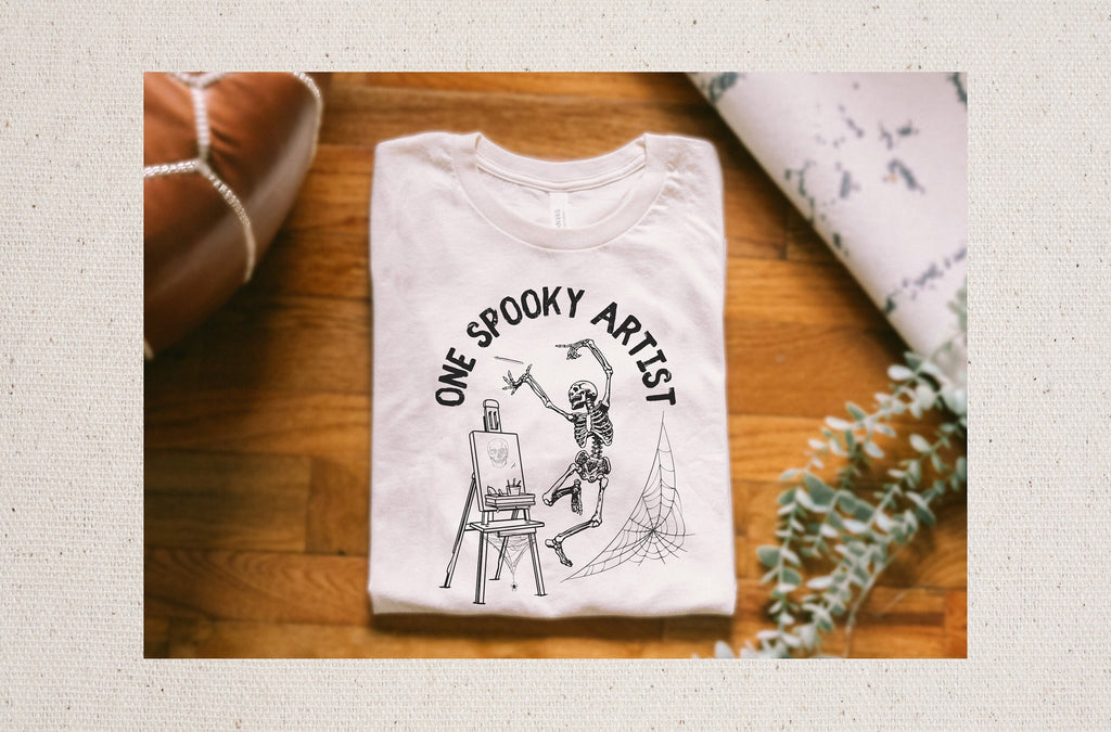 Skeleton Halloween Shirt, Gift for Her or Him, Halloween Shirt, Gift for Artist, Funny Shirt, Art Teacher Gift, Graphic Tee, Unisex