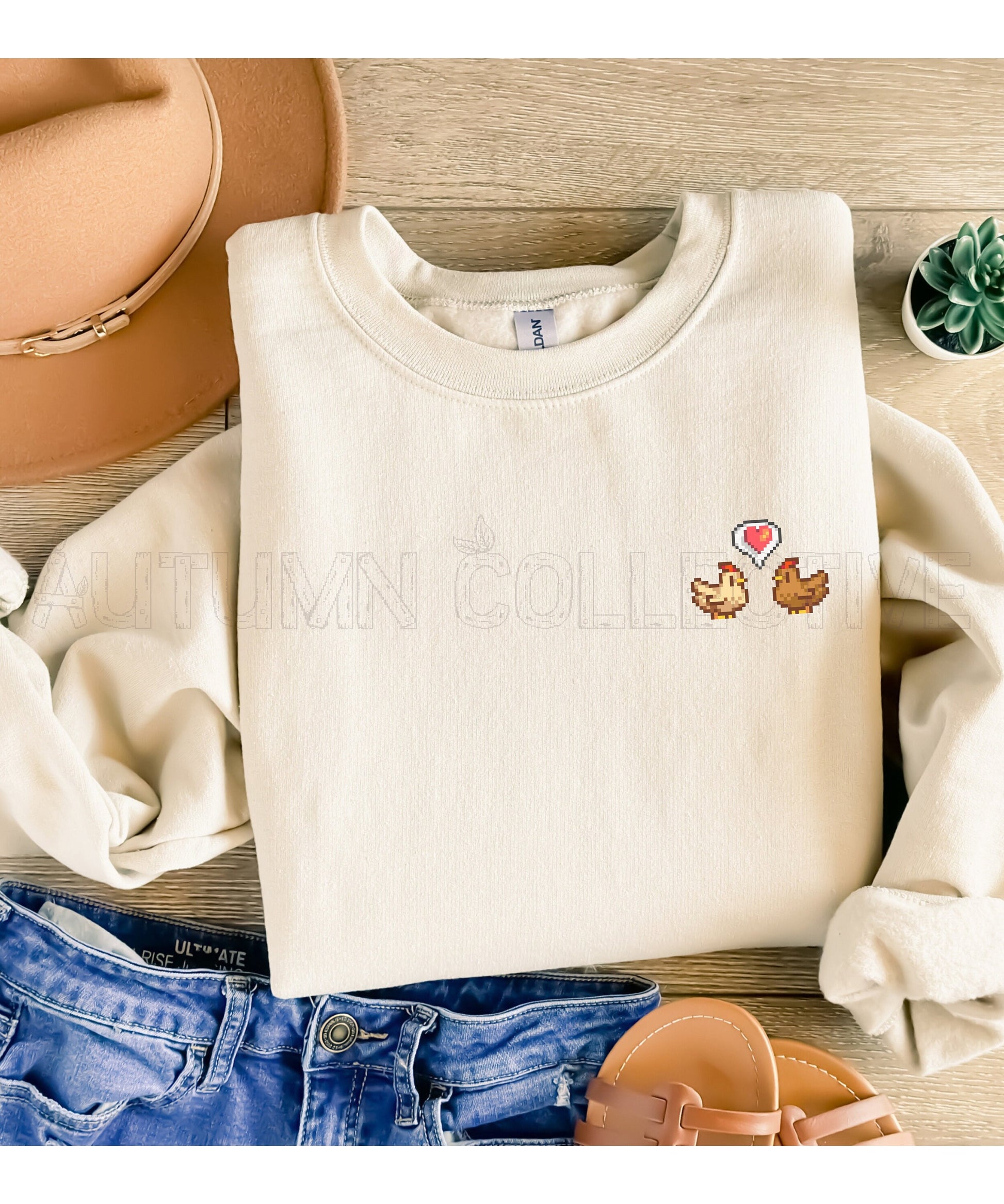 Chicken Stardew Valley Sweatshirt, Gift for Him and Her, Video Game Art, Pixel Art, 8Bit, Christmas Gift, Chicken Sweater,Cozy Gamer, Gaming