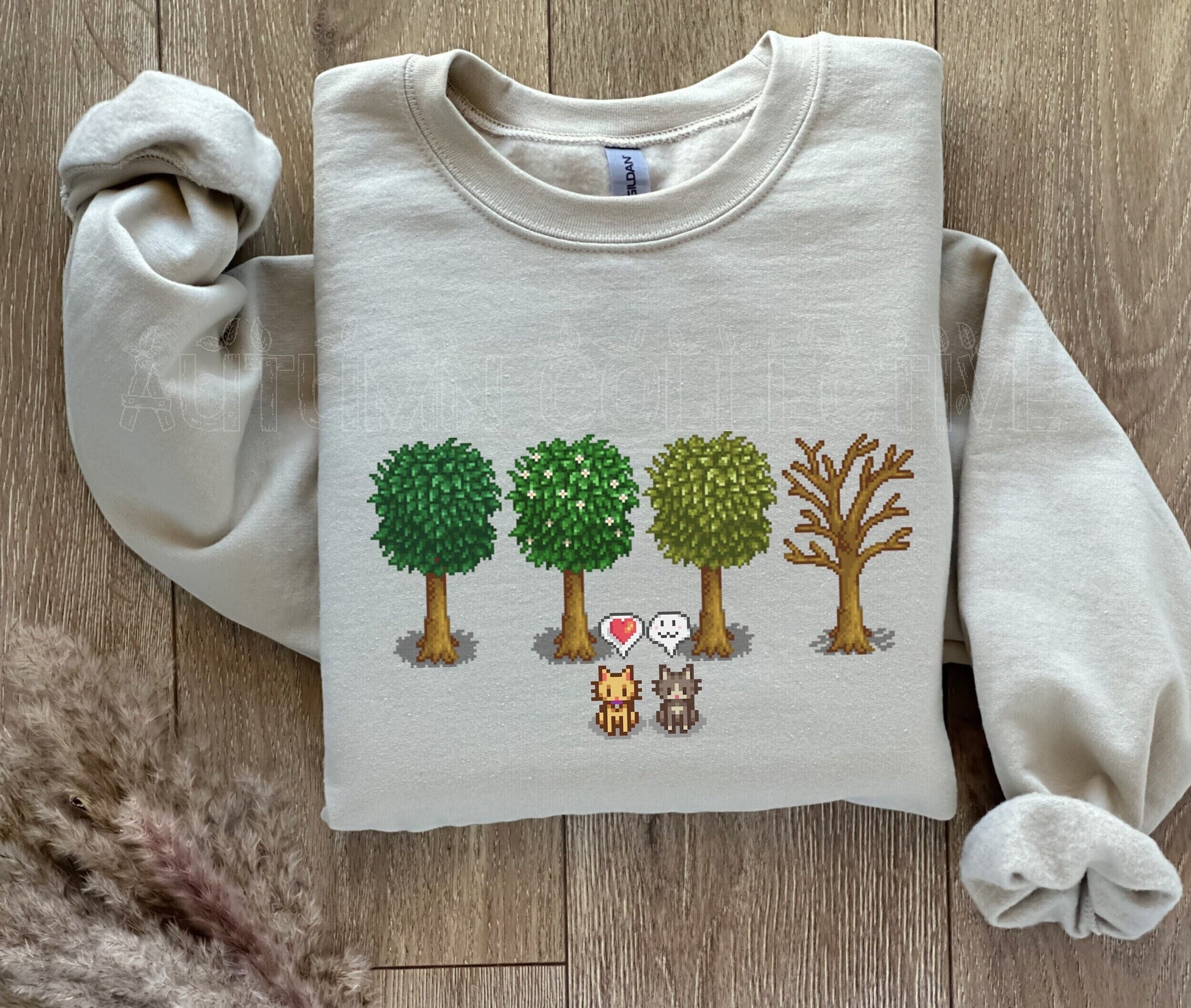 Stardew Valley Fall Trees and Cats Sweatshirt