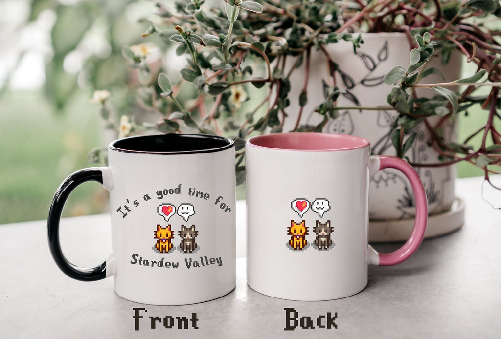 Cat Coffee Mug, Stardew Valley Mug, Gift for Her, Minimalistic Cat Gift, Birthday Gift for Gamer Girl, Cozy Gamer Mug, Cute Cat Mug, Gamer