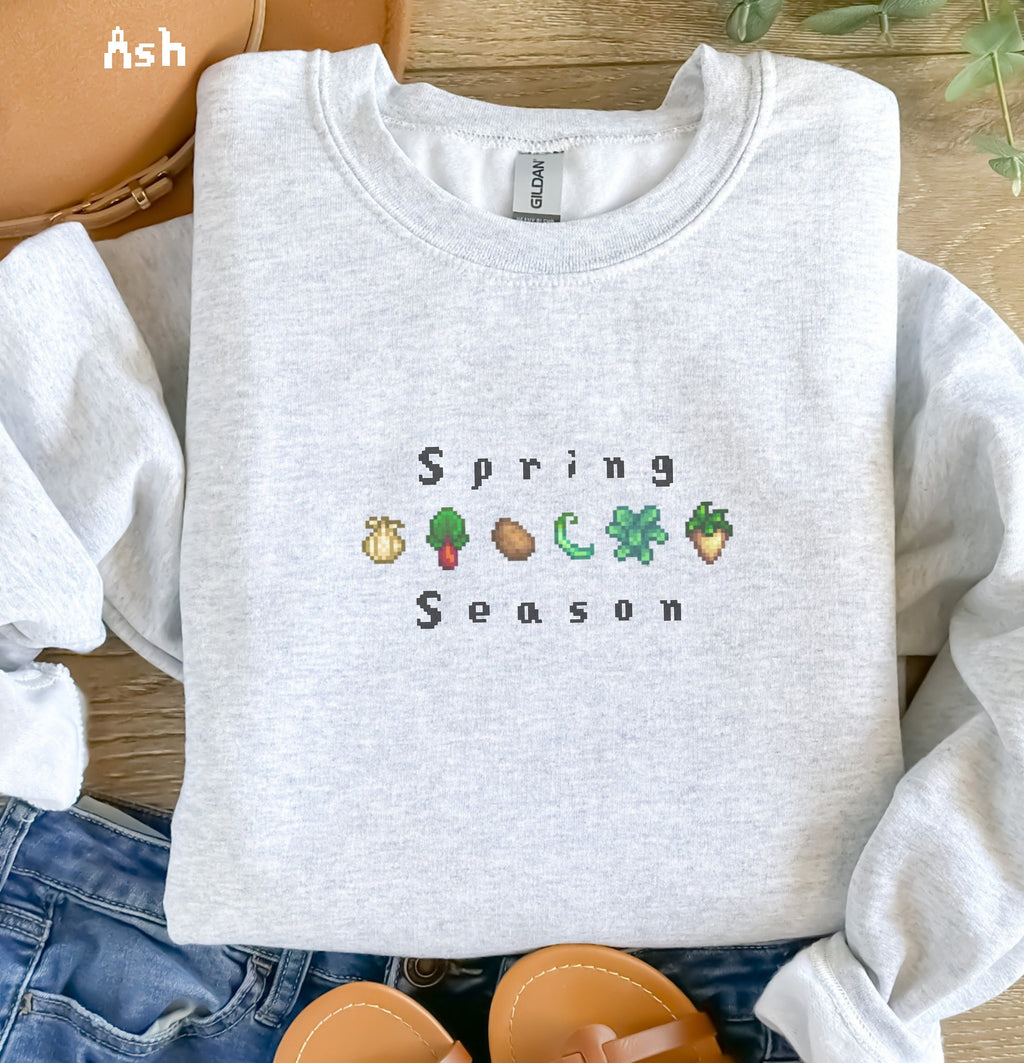 Spring Season Stardew Valley Sweatshirt, Gift for Him and Her, Spring Crops, Cozy Gamer, Pixel Videogame Tee, Unisex Tshirt, Crops T Shirt