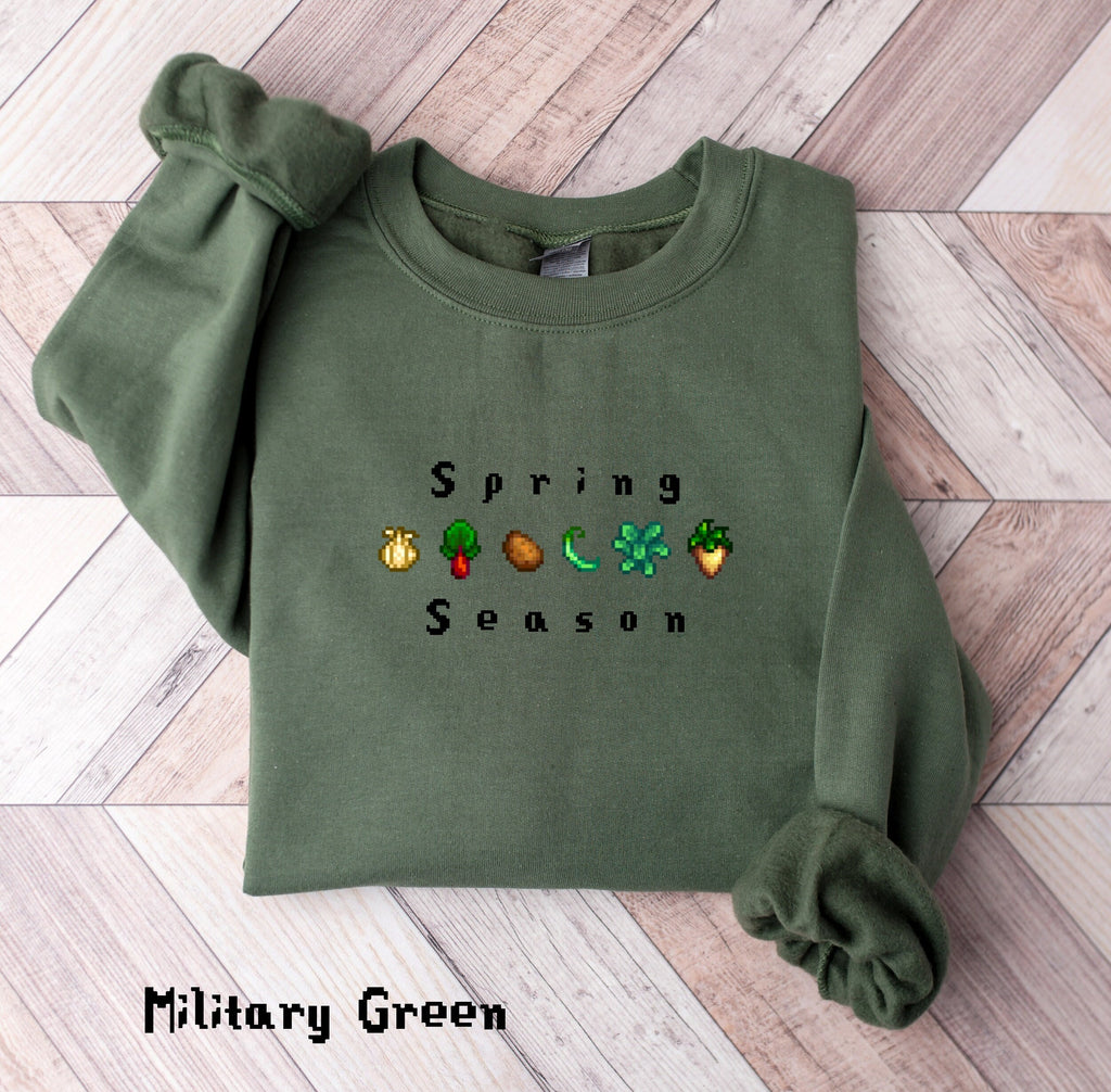 Spring Season Stardew Valley Sweatshirt, Gift for Him and Her, Spring Crops, Cozy Gamer, Pixel Videogame Tee, Unisex Tshirt, Crops T Shirt