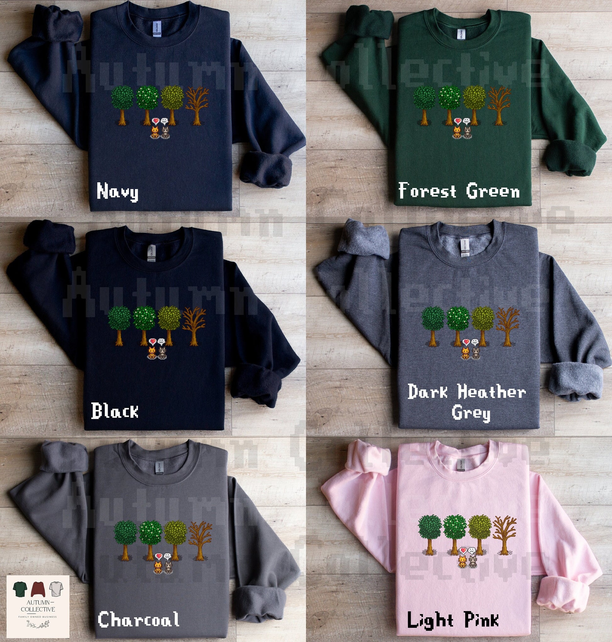 Stardew Valley Fall Trees and Cats Sweatshirt