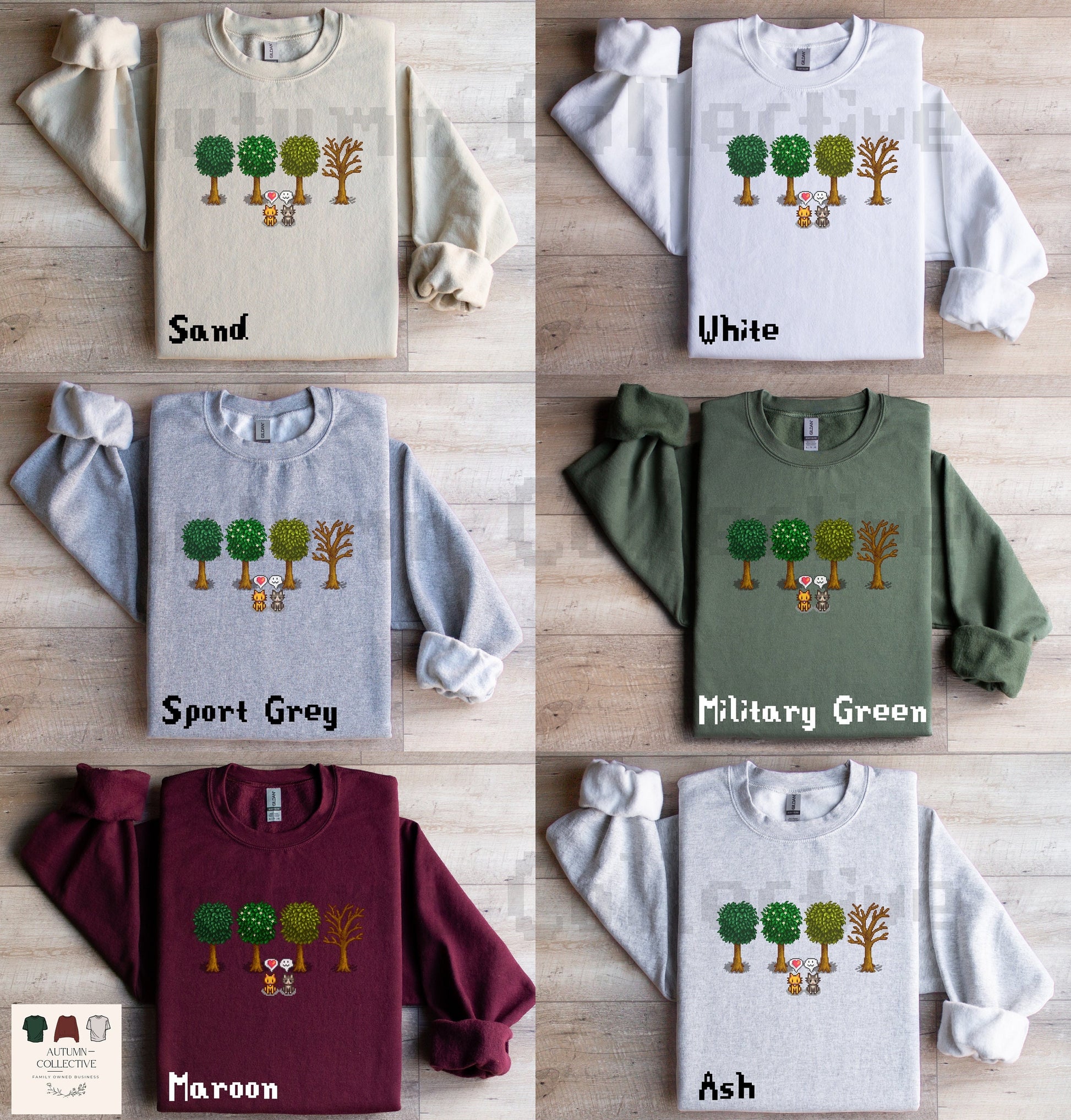 Stardew Valley Fall Trees and Cats Sweatshirt