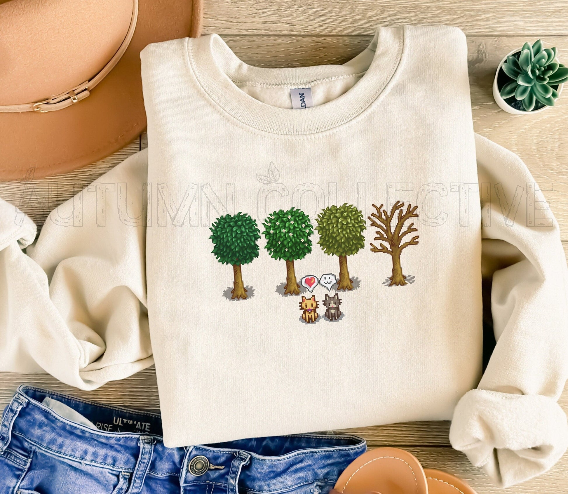 Stardew Valley Fall Trees and Cats Sweatshirt