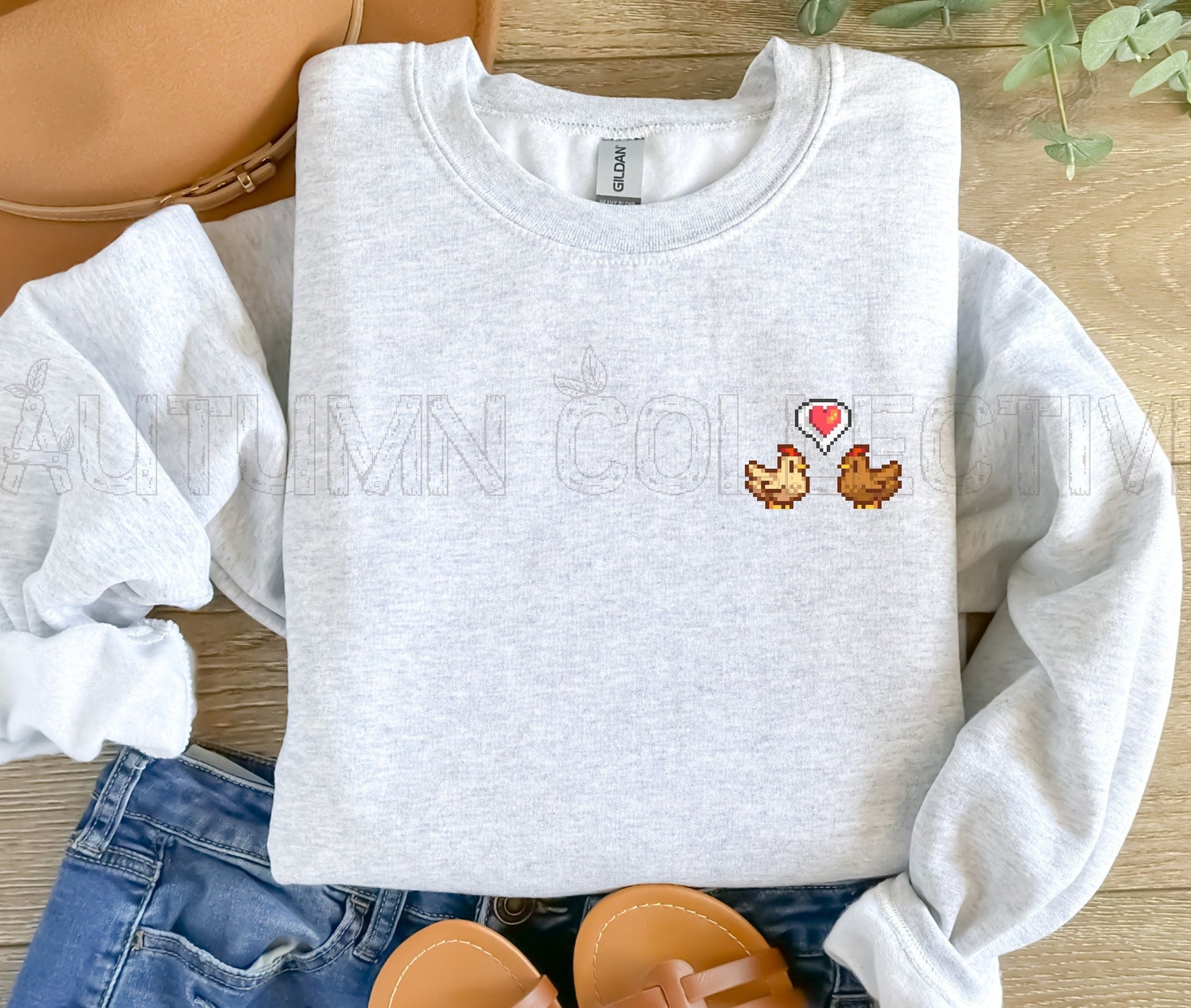 Chicken Stardew Valley Sweatshirt, Gift for Him and Her, Video Game Art, Pixel Art, 8Bit, Christmas Gift, Chicken Sweater,Cozy Gamer, Gaming