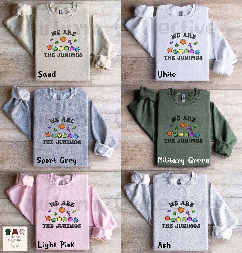 We Are The Junimos Fall Edition Stardew Valley Sweatshirt, Gift for Him and Her, Video Game Art, Pixel Art, 8Bit, Animal, Cozy Gamer, Autumn