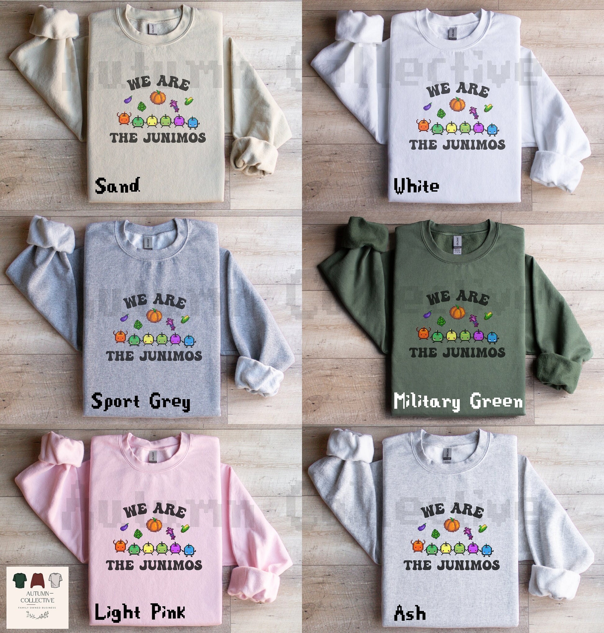 We Are The Junimos Fall Edition Stardew Valley Sweatshirt, Gift for Him and Her, Video Game Art, Pixel Art, 8Bit, Animal, Cozy Gamer, Autumn