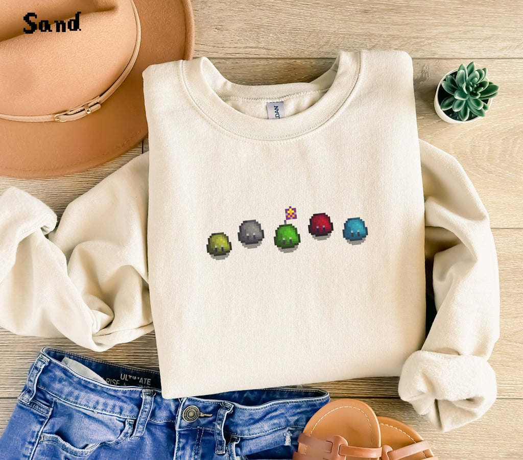 Slime Stardew Valley Sweatshirt, Gift for Him and Her, Video Game Art, Indie Game Tshirt, Cozy Gamer, Gaming Merch, Gift for Gamer, 8Bit Art