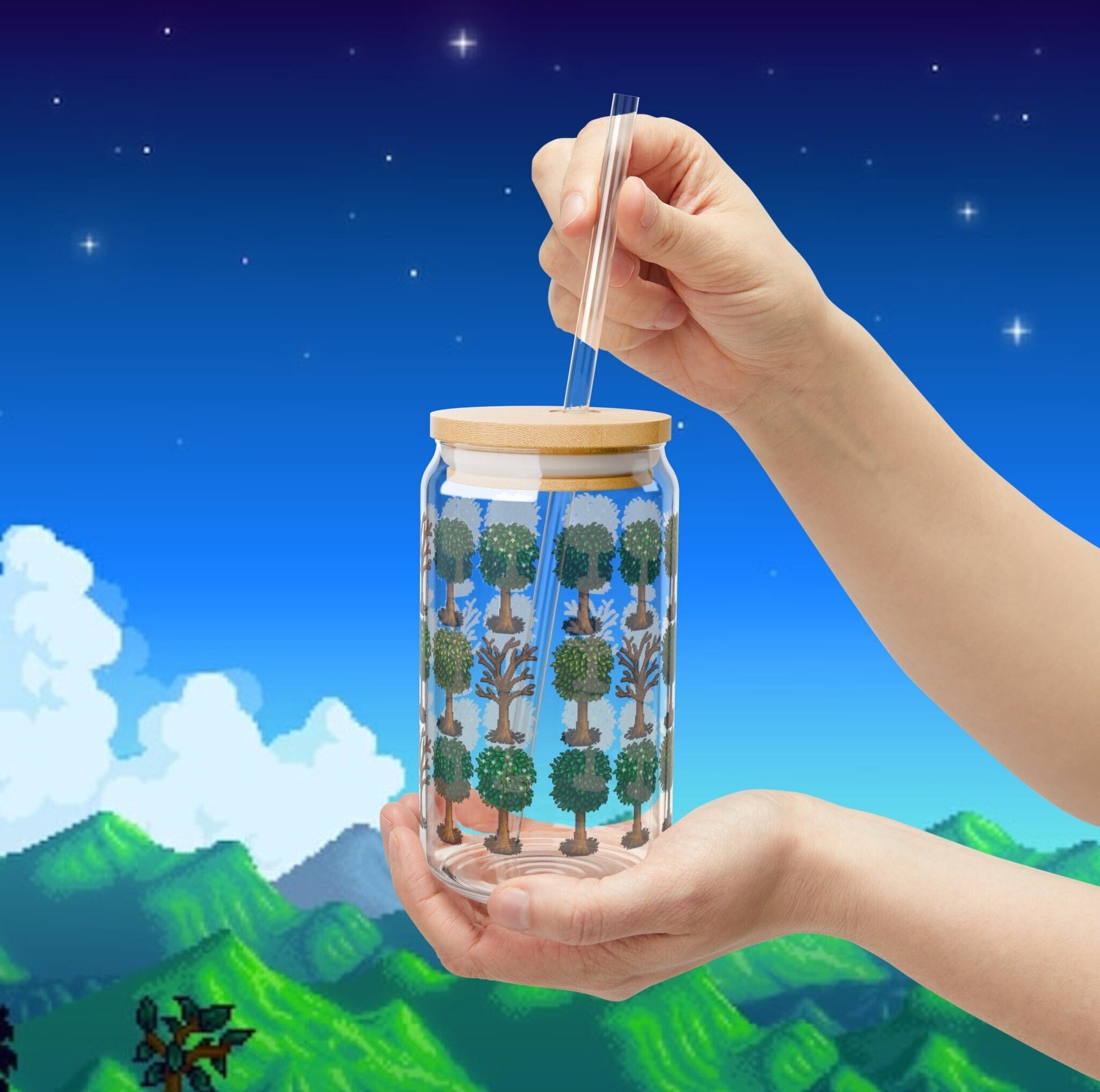 Stardew Valley Glass, Gift for Him and Her, Video Game Art, Cozy Gamer Summer Cup, Animal, Crossing, Gaming, Personalized, Present, Farming