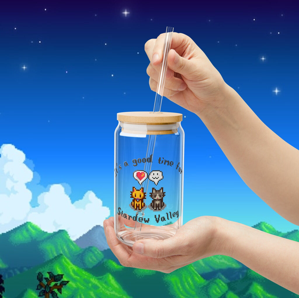 Stardew Valley Glass, Gift for Him and Her, Video Game Art, Cozy Gamer Summer Cup, Animal, Crossing, Gaming, Personalized, Present, Farming