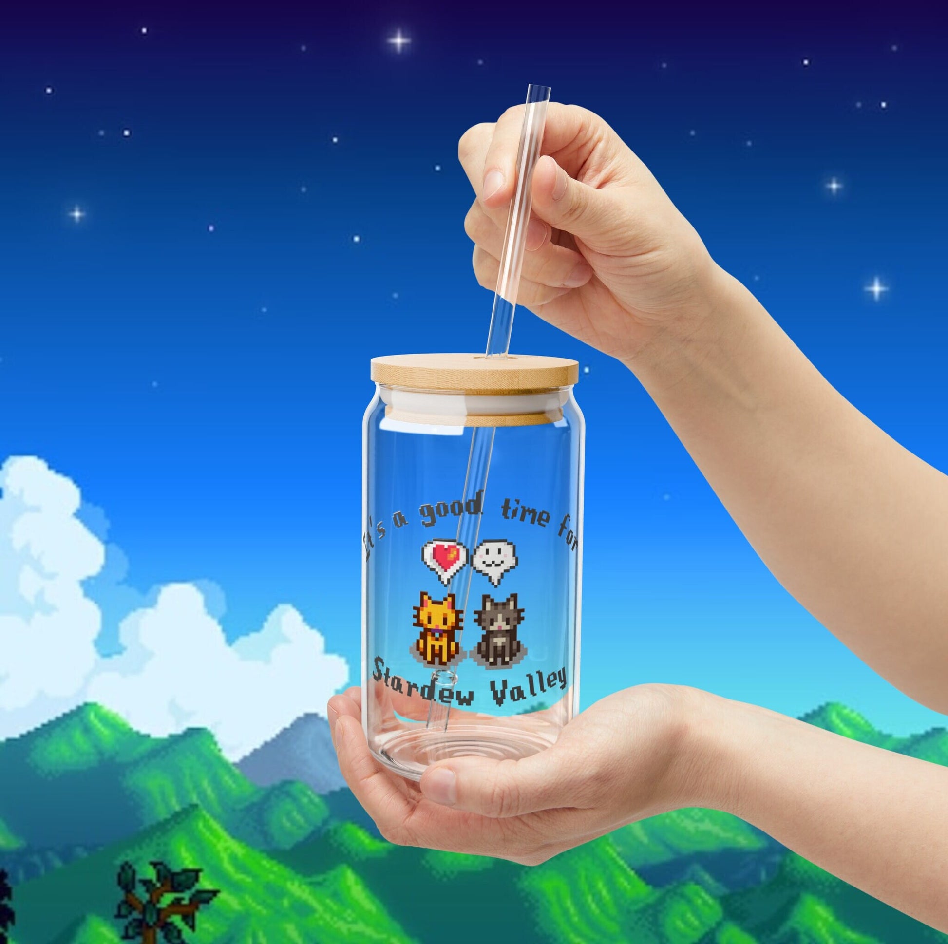 Stardew Valley Glass, Gift for Him and Her, Video Game Art, Cozy Gamer Summer Cup, Animal, Crossing, Gaming, Personalized, Present, Farming