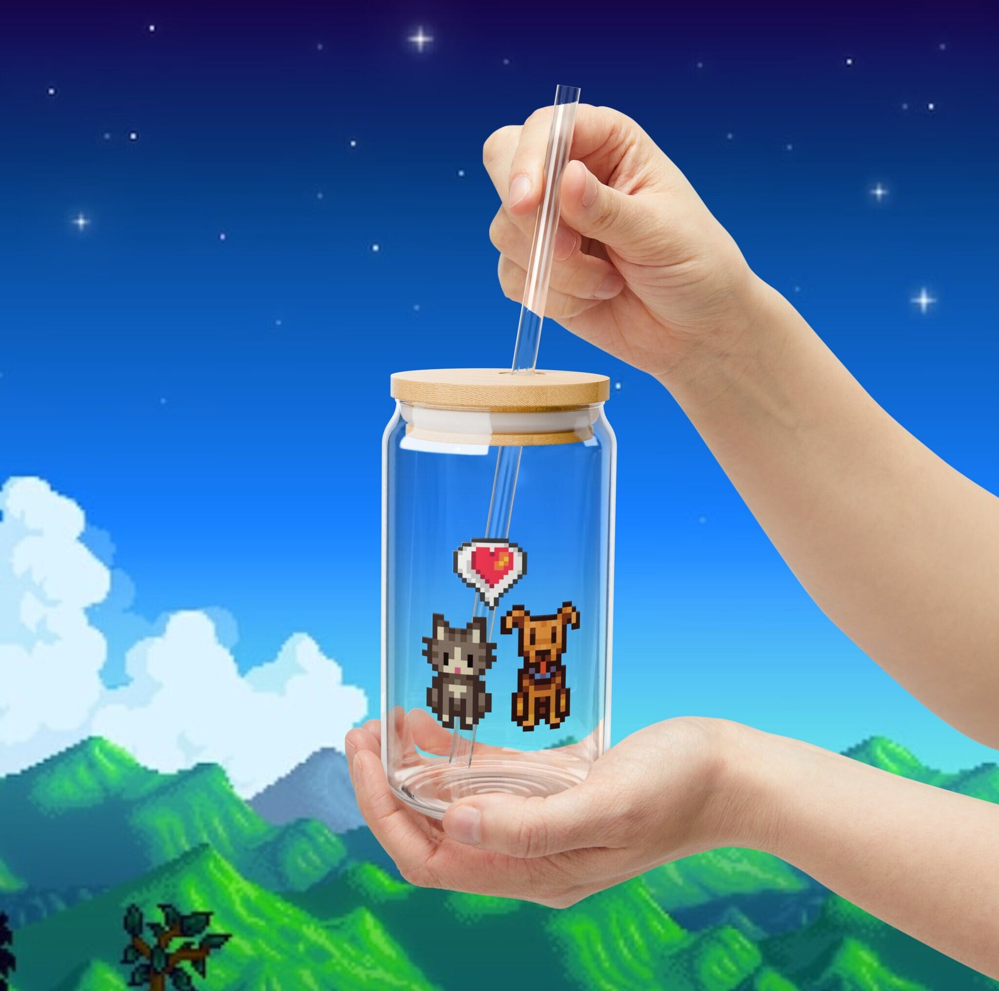 Stardew Valley Glass, Gift for Him and Her, Video Game Art, Cozy Gamer Summer Cup, Animal, Crossing, Gaming, Personalized, Present, Farming