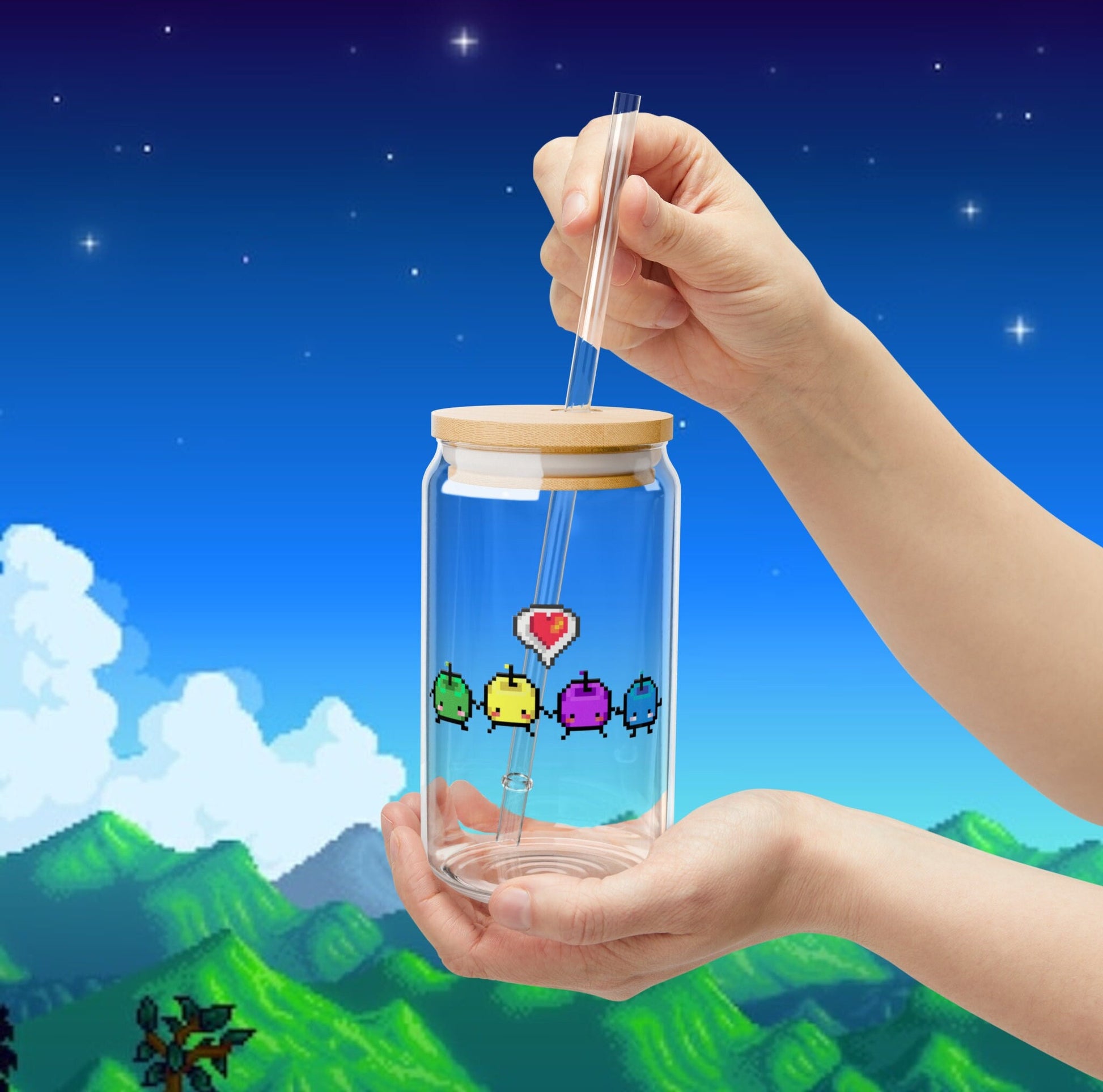 Stardew Valley Glass, Gift for Him and Her, Video Game Art, Cozy Gamer Summer Cup, Animal, Crossing, Gaming, Personalized, Present, Farming