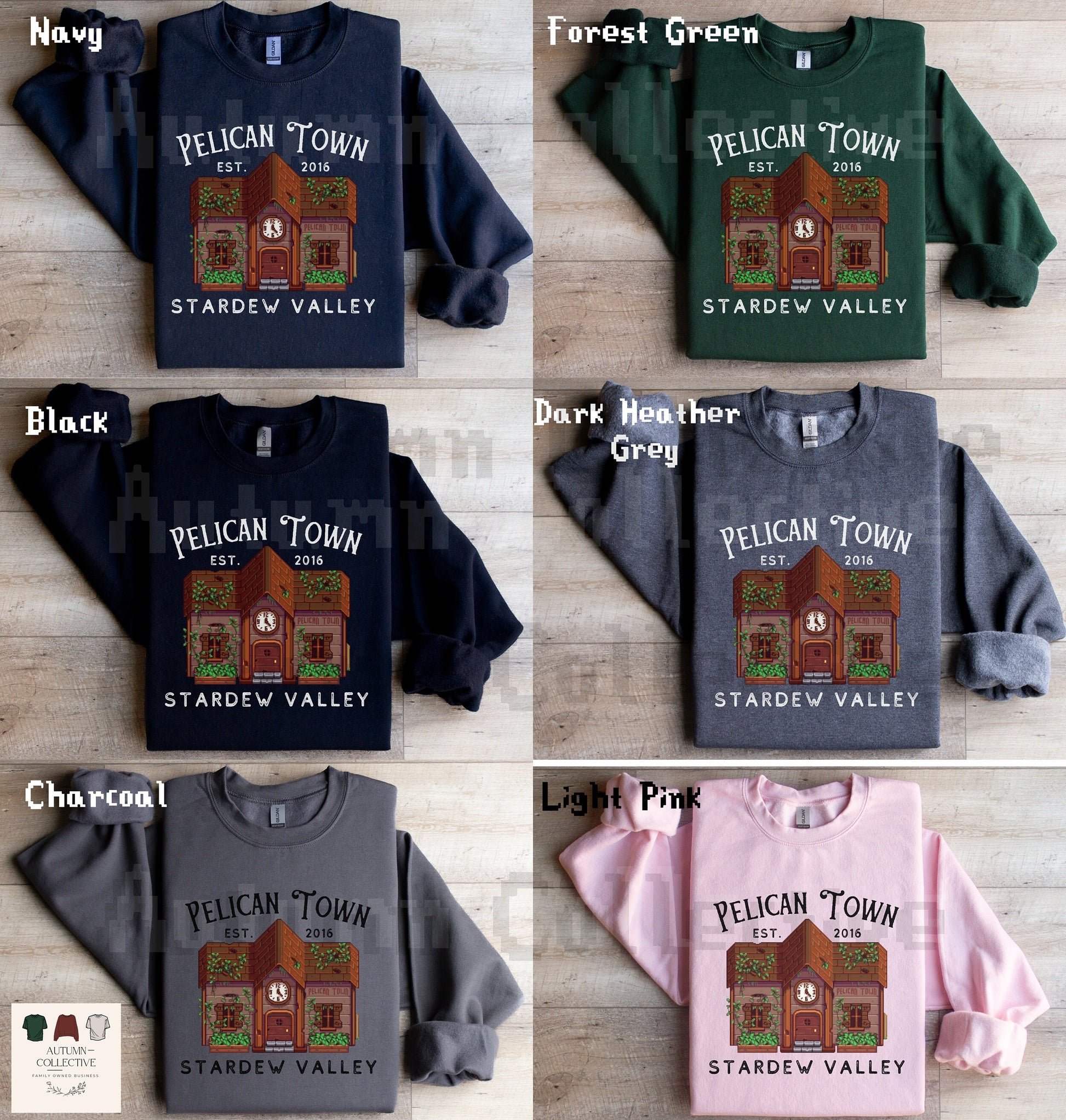 Pelican Town Stardew Valley Sweatshirt, Gift for Him or Her, City Center, Video Game Art, Cozy Gamer, 8Bit, Crossing, Animal, Gaming Shirt