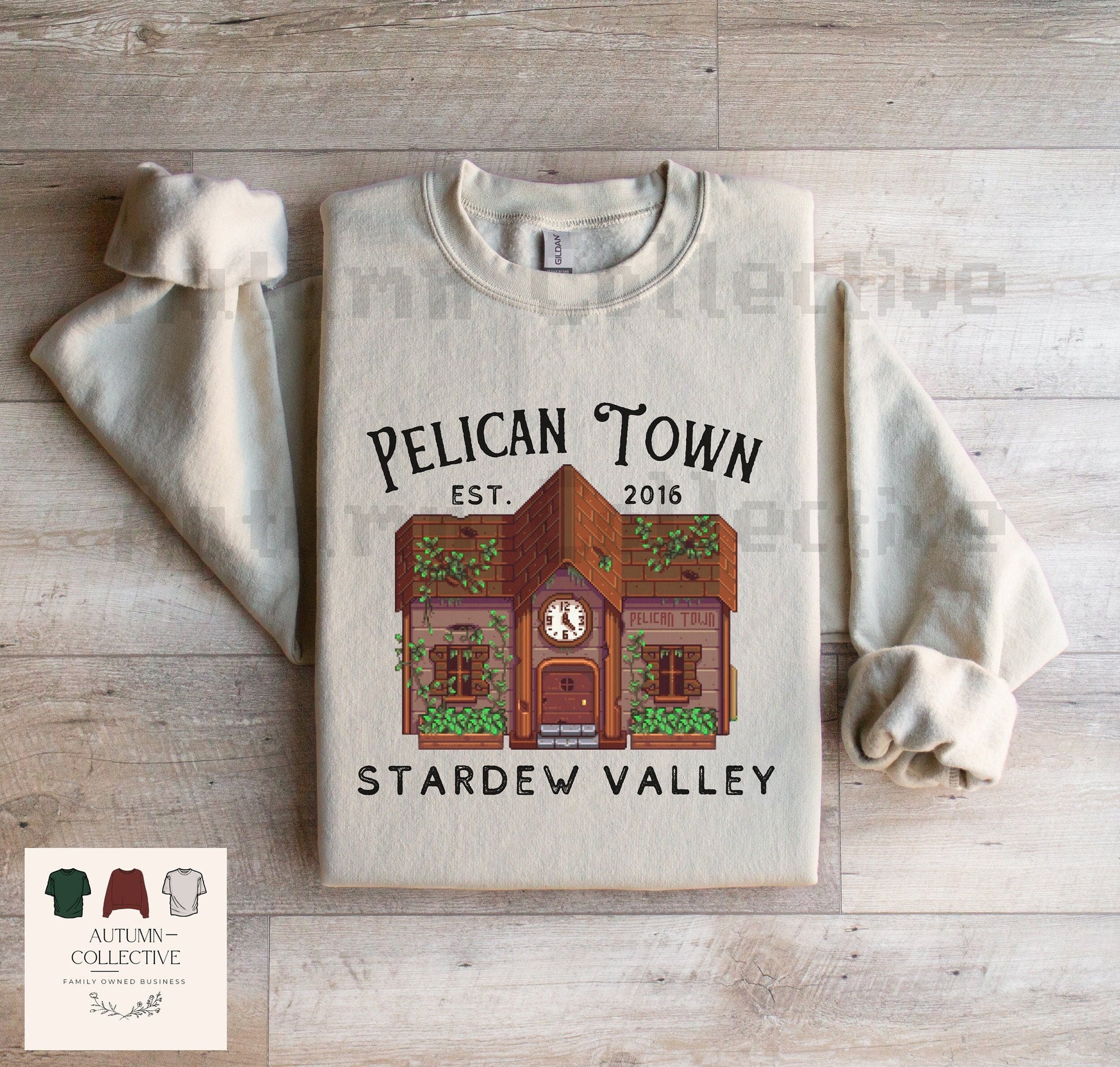 Pelican Town Stardew Valley Sweatshirt, Gift for Him or Her, City Center, Video Game Art, Cozy Gamer, 8Bit, Crossing, Animal, Gaming Shirt