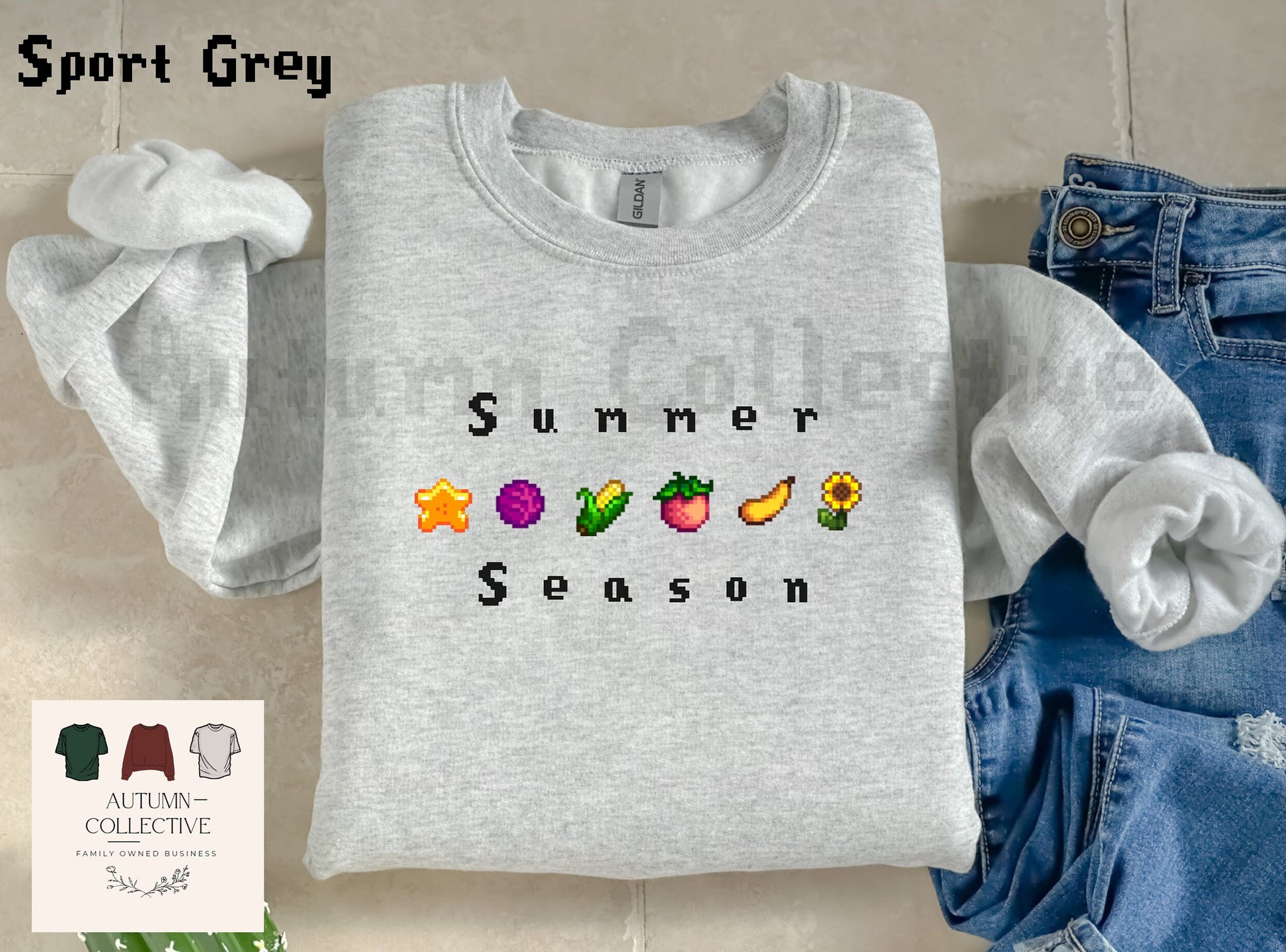 Summer Season Stardew Valley Sweatshirt, Gift for Him and Her, Cozy Gamer, 8Bit Tshirt, Pixelated Crops Graphic Shirt, Farming Simulator Tee
