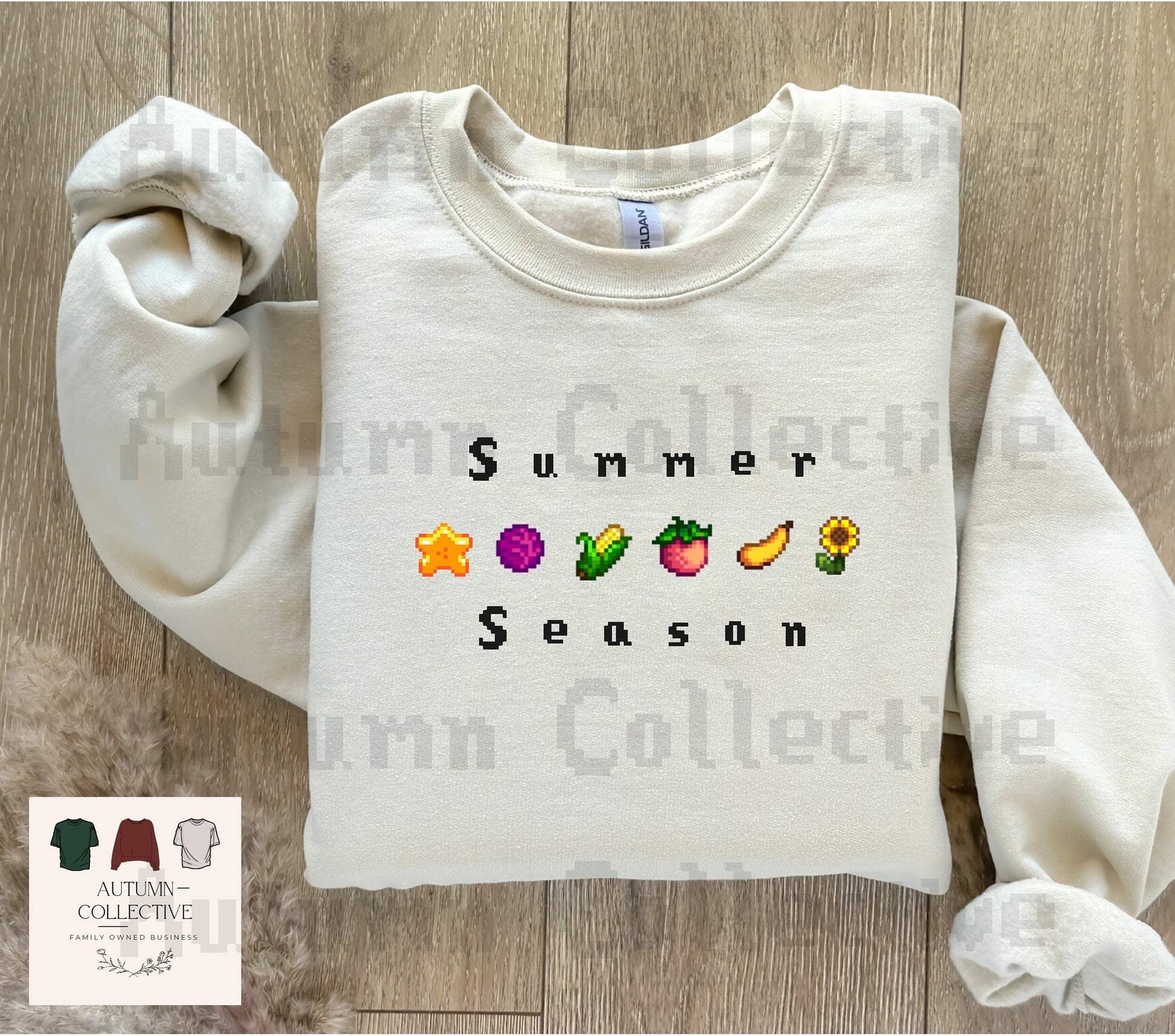 Summer Season Stardew Valley Sweatshirt, Gift for Him and Her, Cozy Gamer, 8Bit Tshirt, Pixelated Crops Graphic Shirt, Farming Simulator Tee