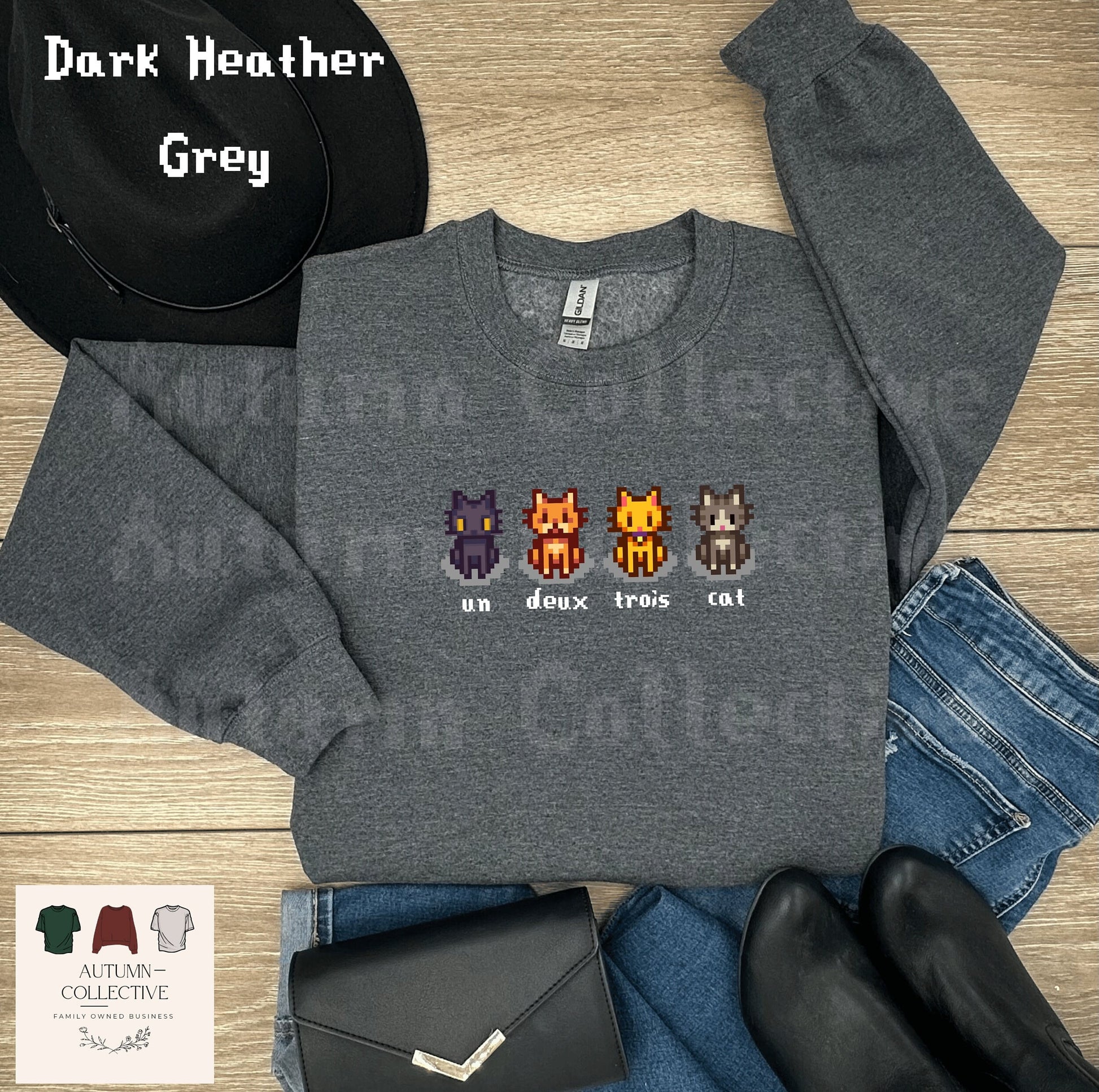 French Cat Stardew Valley Sweatshirt, Gift for Him and Her, Video Game Art, French , Crossing, 8Bit, Animal, Cozy Gamer, Gaming Sweater