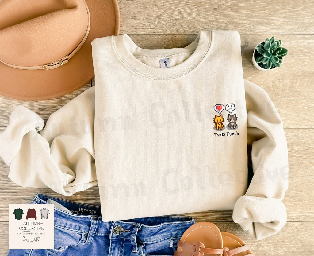 Personalized Cat Stardew Valley Sweatshirt, Gift for Gamer, Video Game Art, Cozy Gamer, Unisex Gaming Shirt, Custom Name Cat Shirt