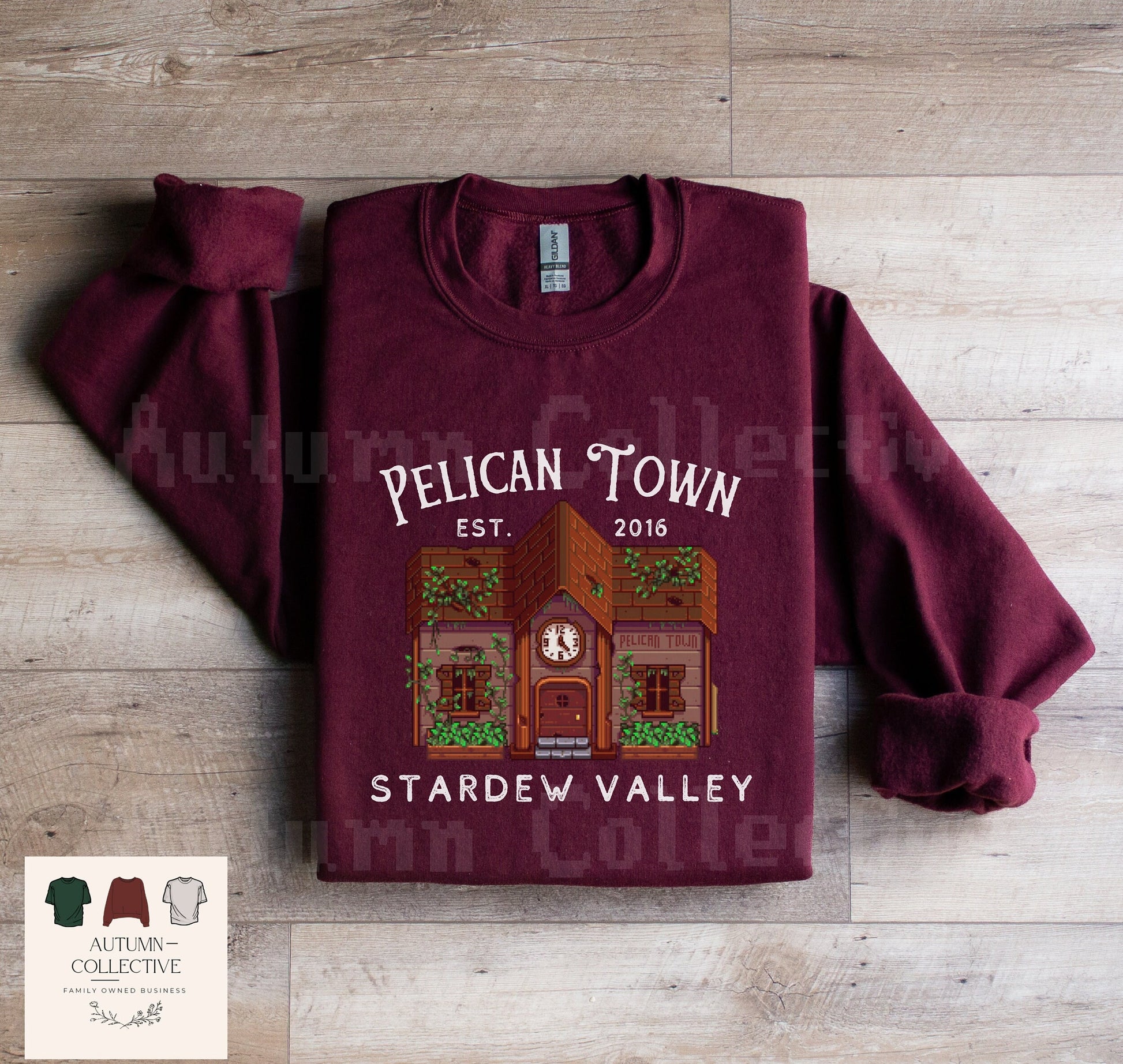 Pelican Town Stardew Valley Sweatshirt, Gift for Him or Her, City Center, Video Game Art, Cozy Gamer, 8Bit, Crossing, Animal, Gaming Shirt