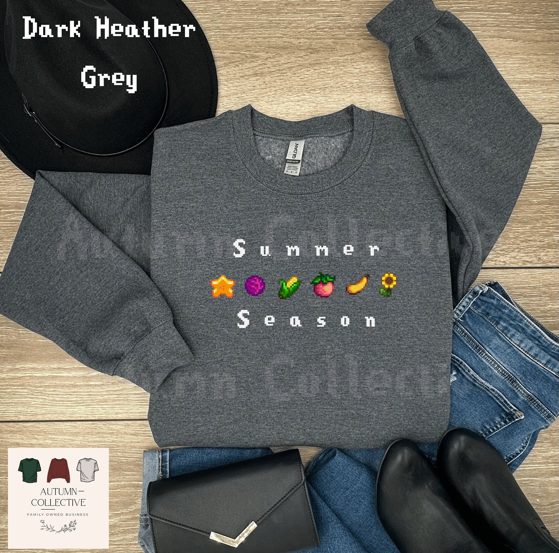 Summer Season Stardew Valley Sweatshirt, Gift for Him and Her, Cozy Gamer, 8Bit Tshirt, Pixelated Crops Graphic Shirt, Farming Simulator Tee