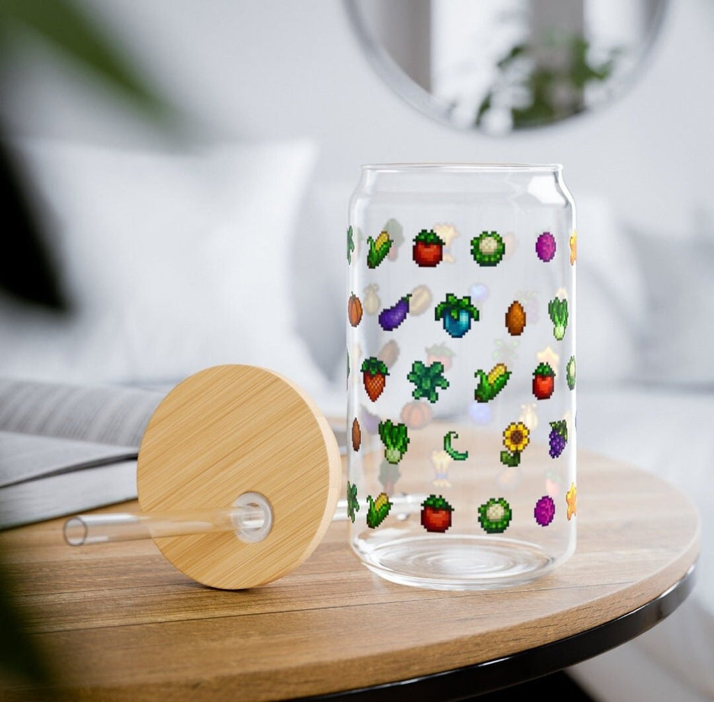 Crops Stardew Valley Sipper Glass Gift for Gamer