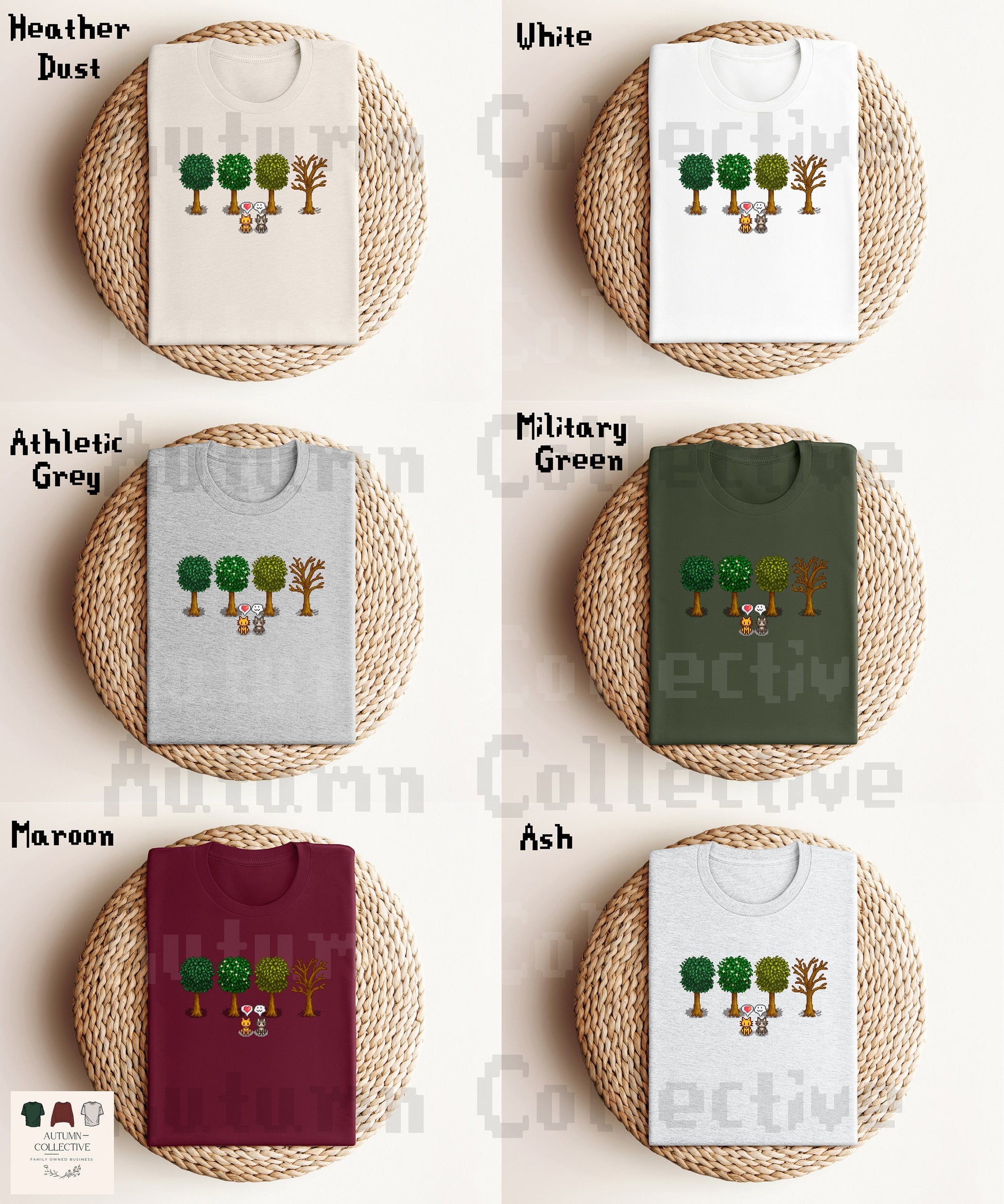 Cat Stardew Valley Fall Shirt, Tree Shirt, Gift for Him and Her, Video Game Art, Pixel Art, 8Bit Tshirt, Unisex Cozy Gamer Shirt, Gamer Tee