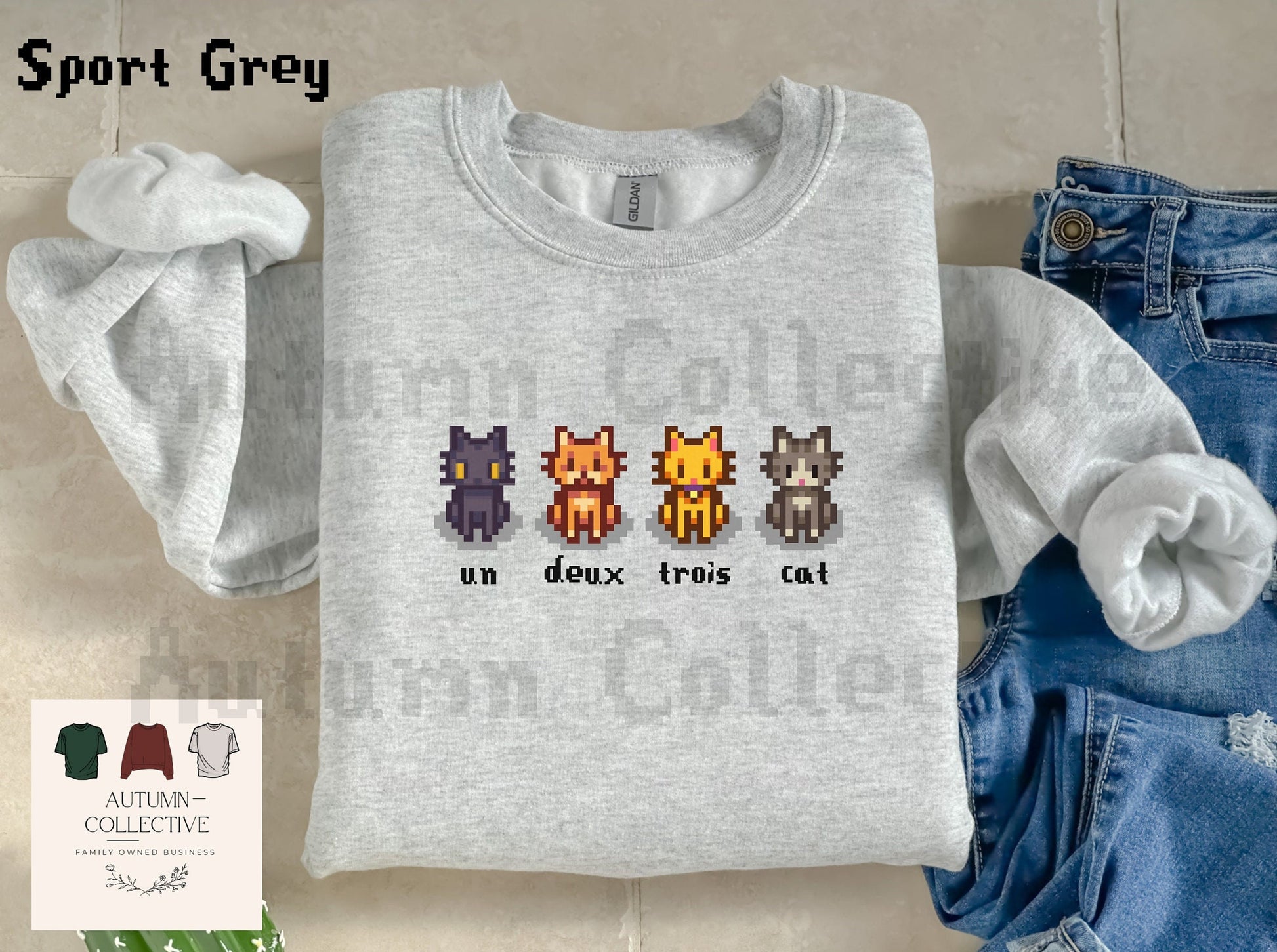French Cat Stardew Valley Sweatshirt, Gift for Him and Her, Video Game Art, French , Crossing, 8Bit, Animal, Cozy Gamer, Gaming Sweater