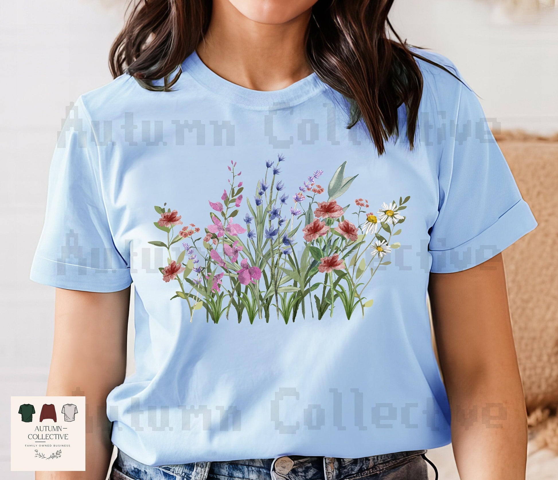 Baby Blue Wildflower Tee
