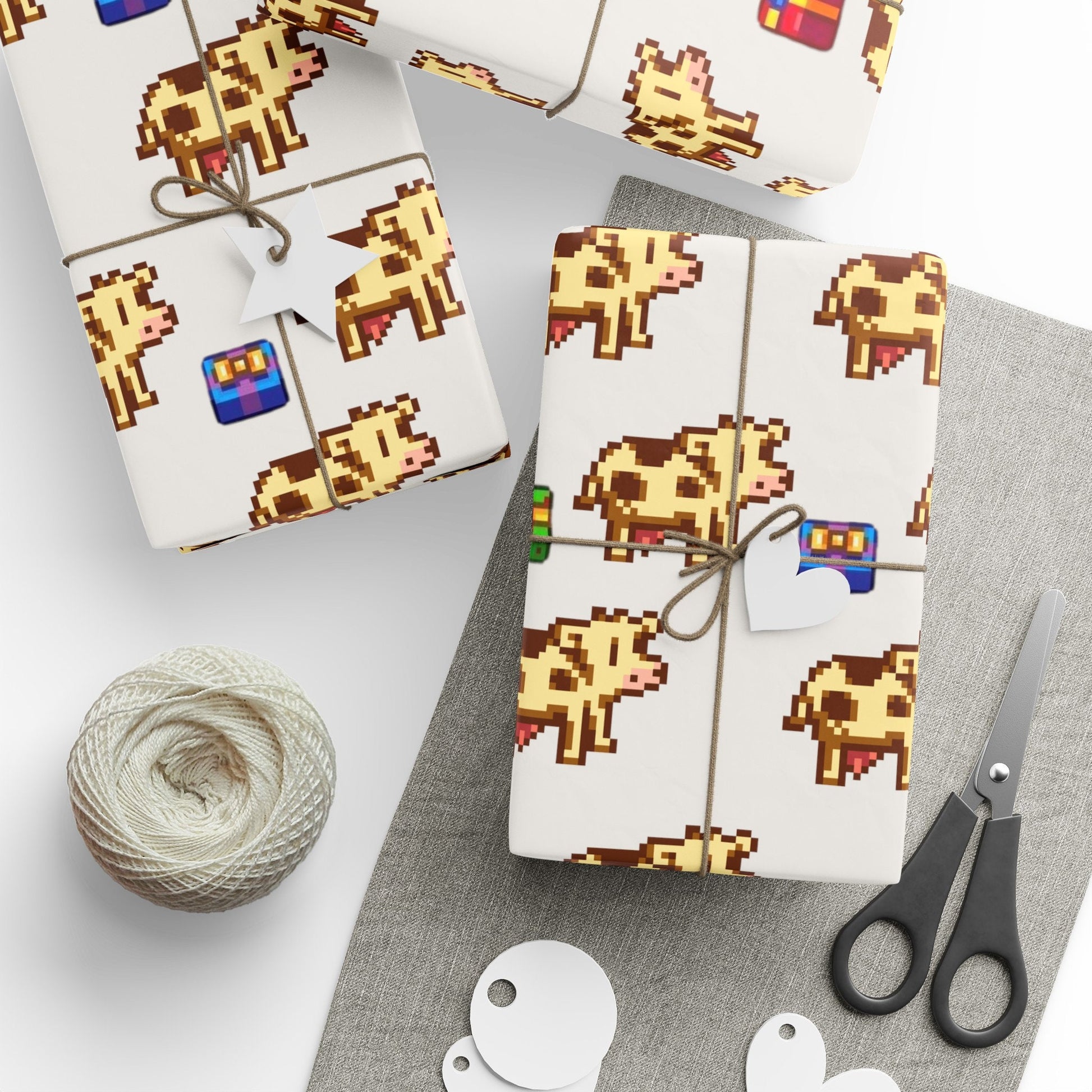 Stardew Valley Cow Christmas Wrapping Paper