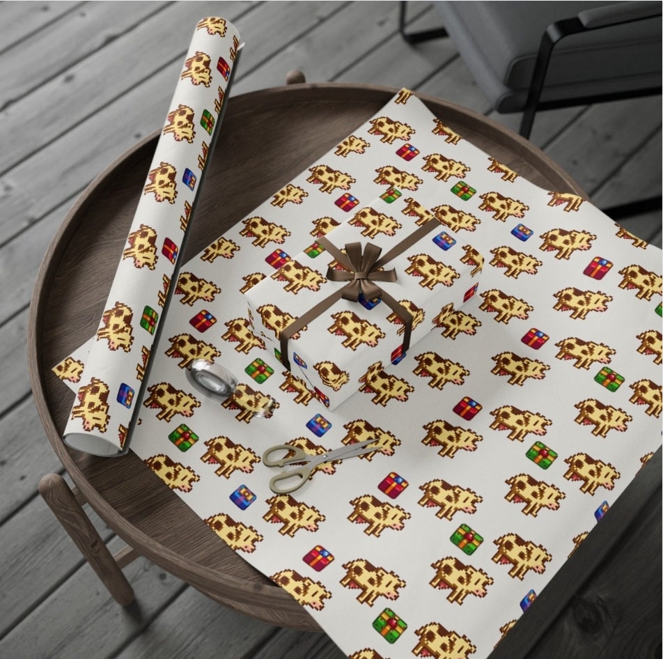 Stardew Valley Cow Christmas Wrapping Paper