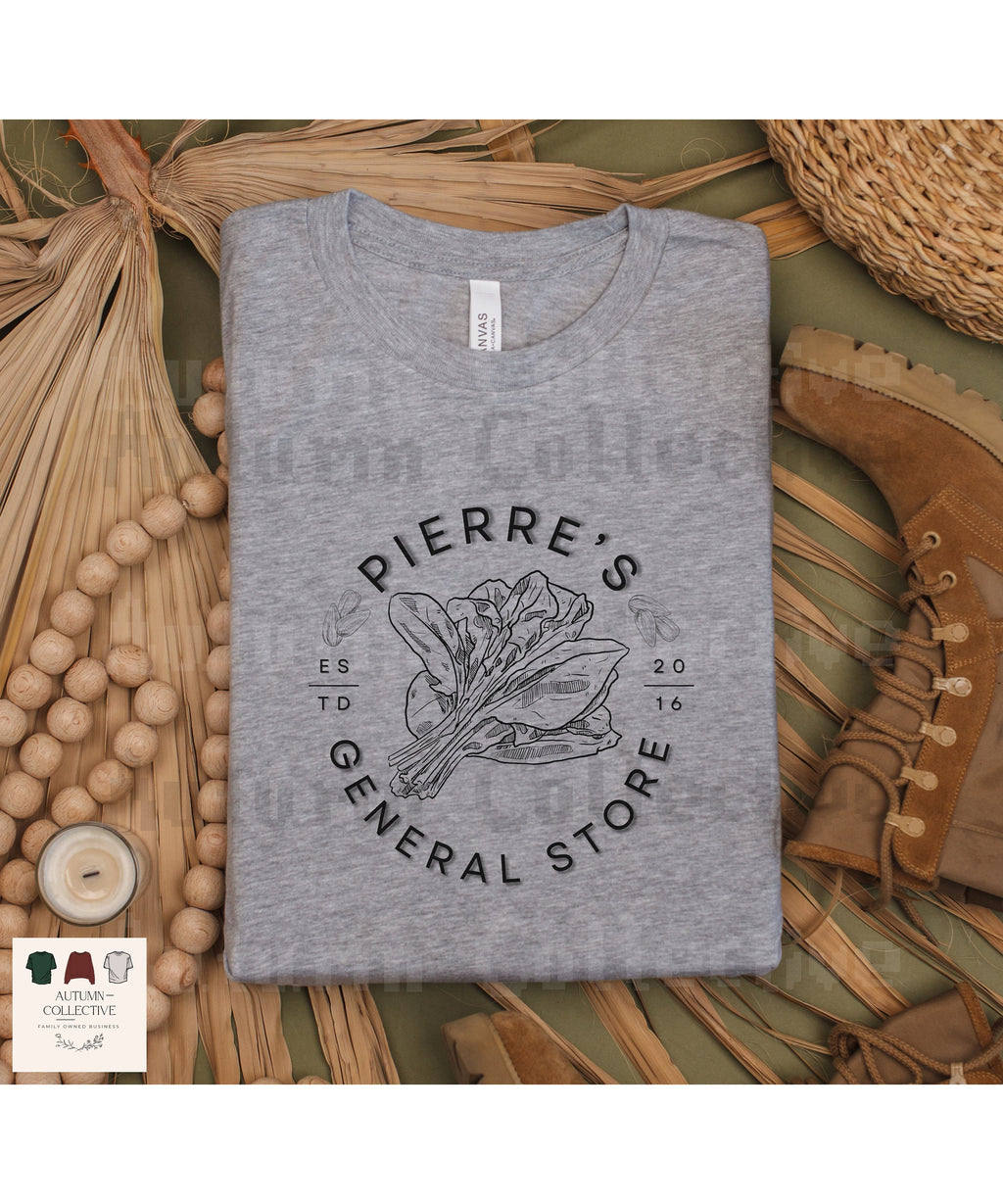 Pierres General Store Tee Shirt, available in a variety of hand picked colors