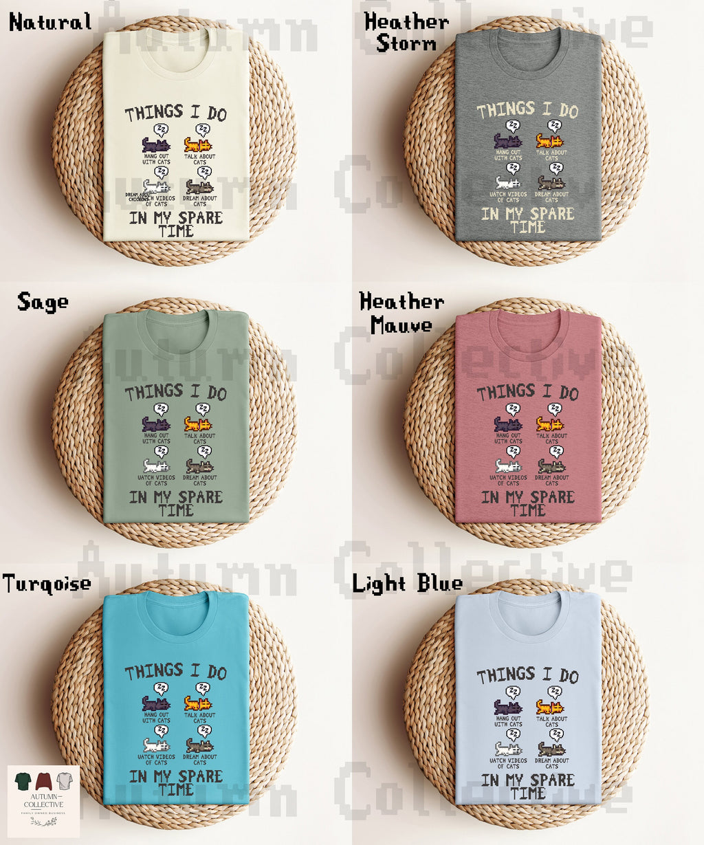 Original Things I do in my spare time Stardew Valley Shirt. Colors available, Natural, Heather Storm, Sage, Heather Mauve, Turqoise, and Light Blue.