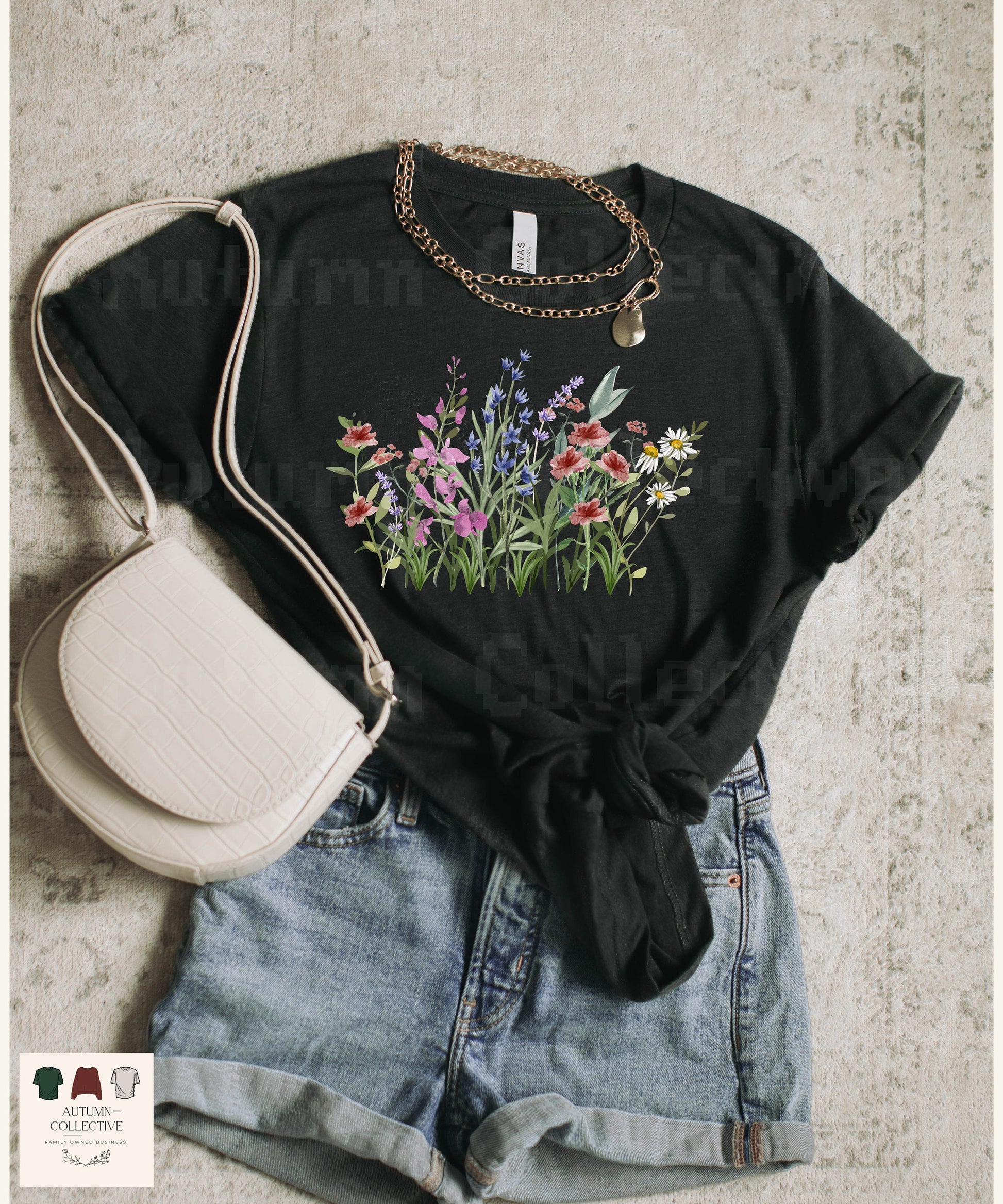 Black Wildflower Tee