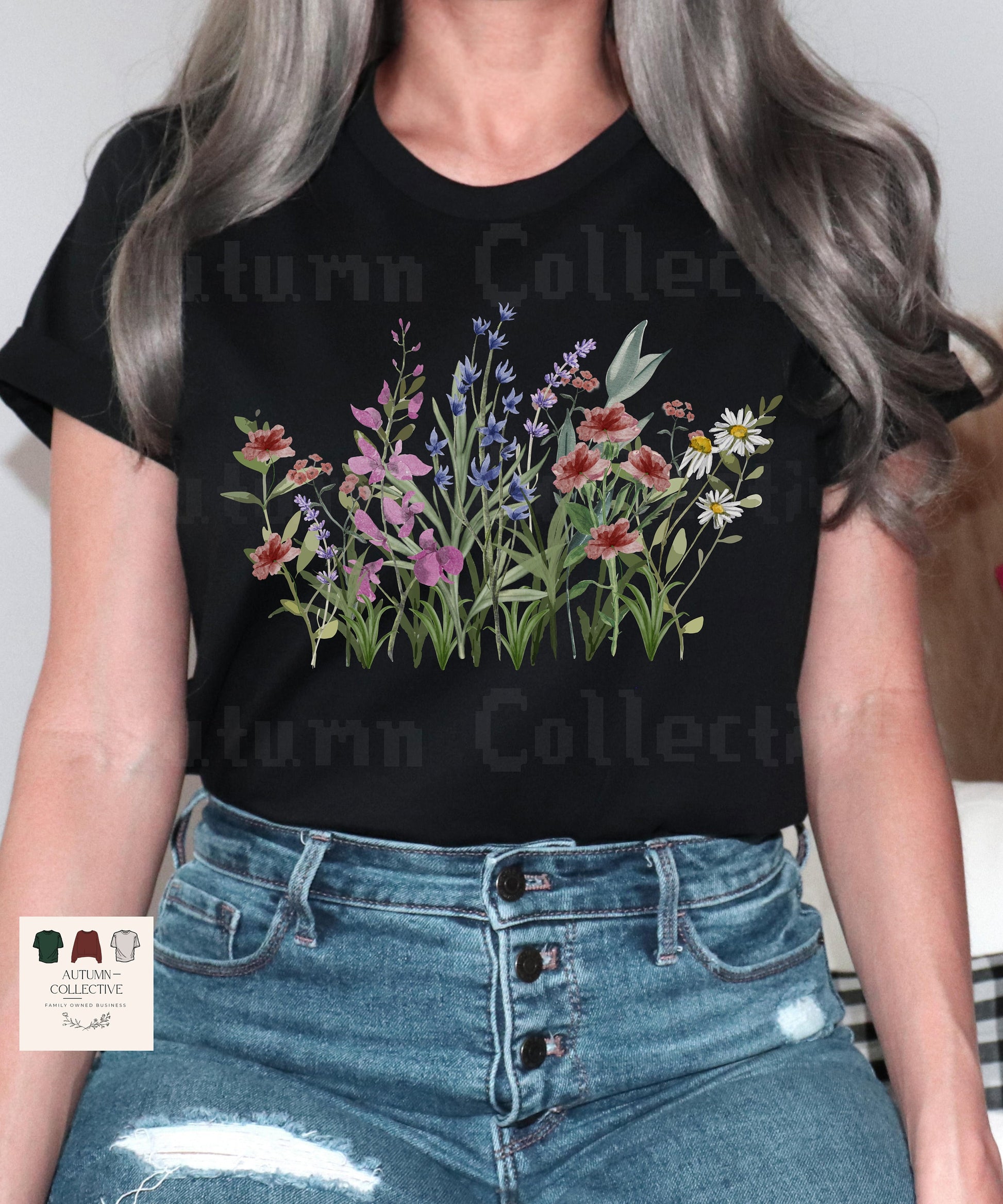 Black Wildflower Tee