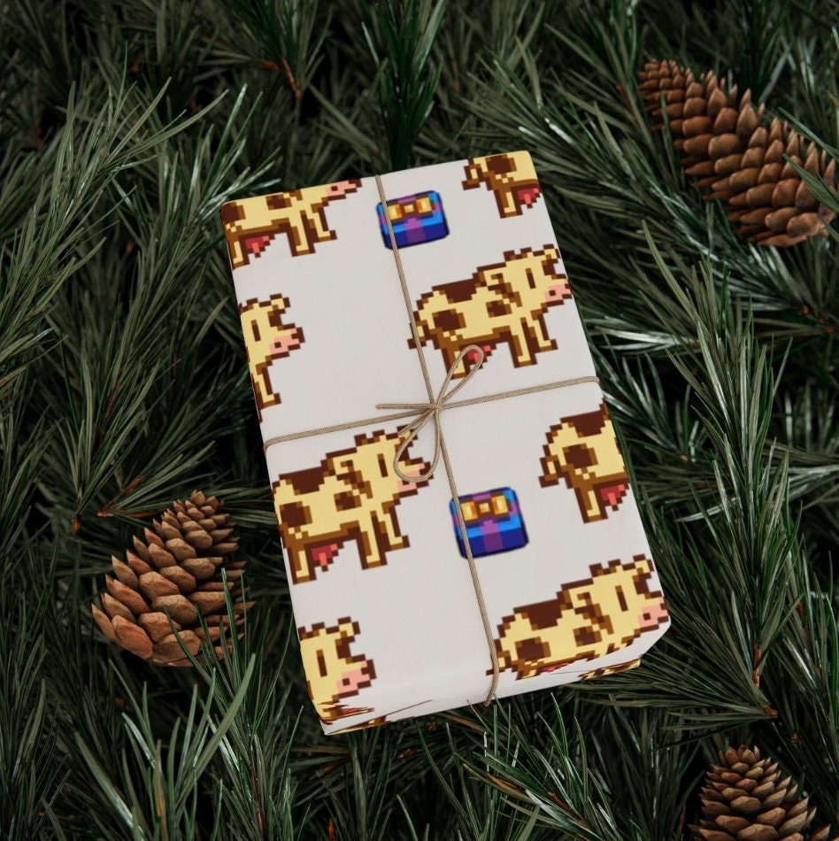 Stardew Valley Cow Christmas Wrapping Paper
