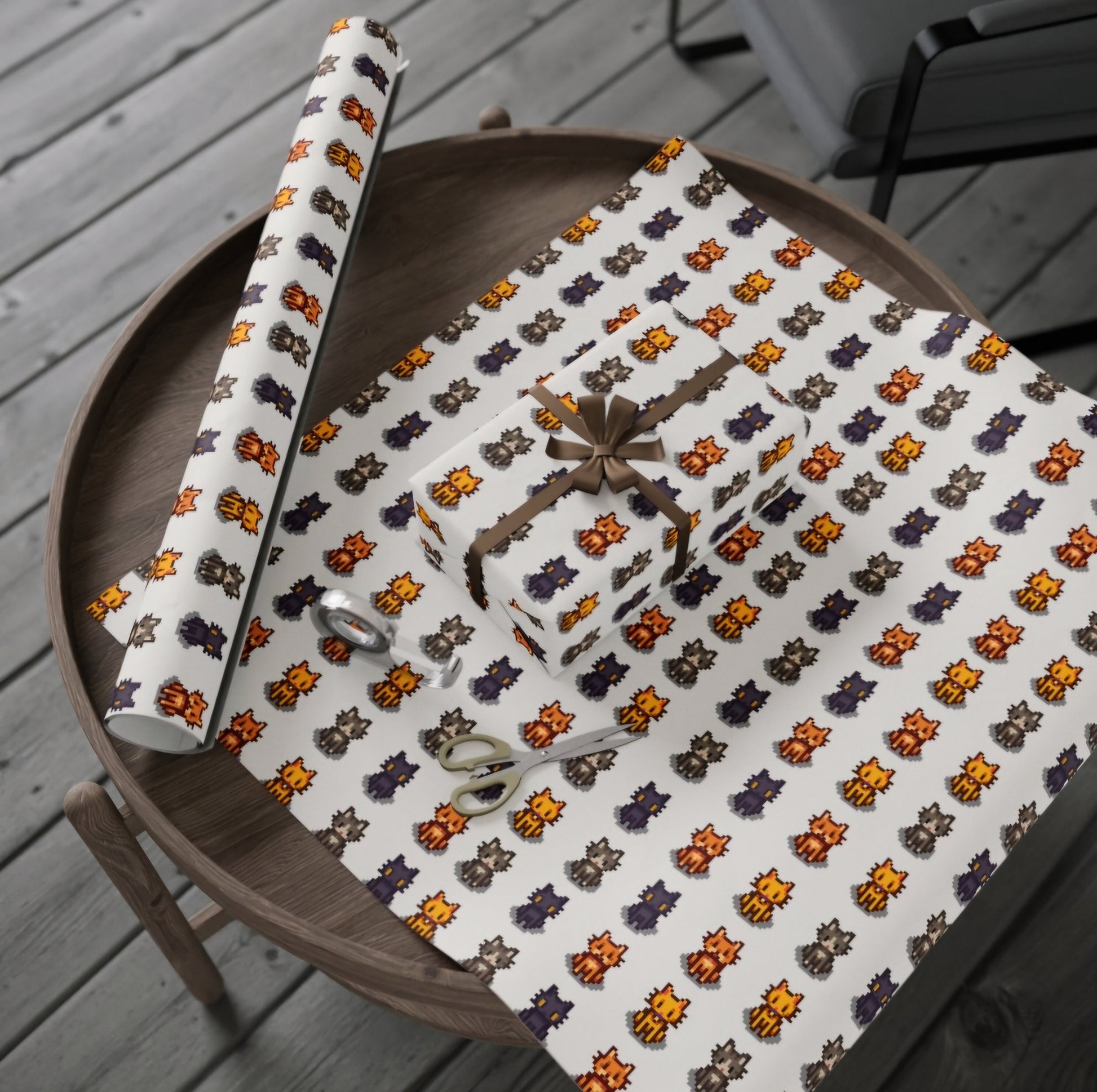 Stardew Valley Cat Wrapping Paper | Cozy Gamer Cat Gift Wrap for Birthdays or Christmas | Gift for Him or Her | Pixel Art Cats