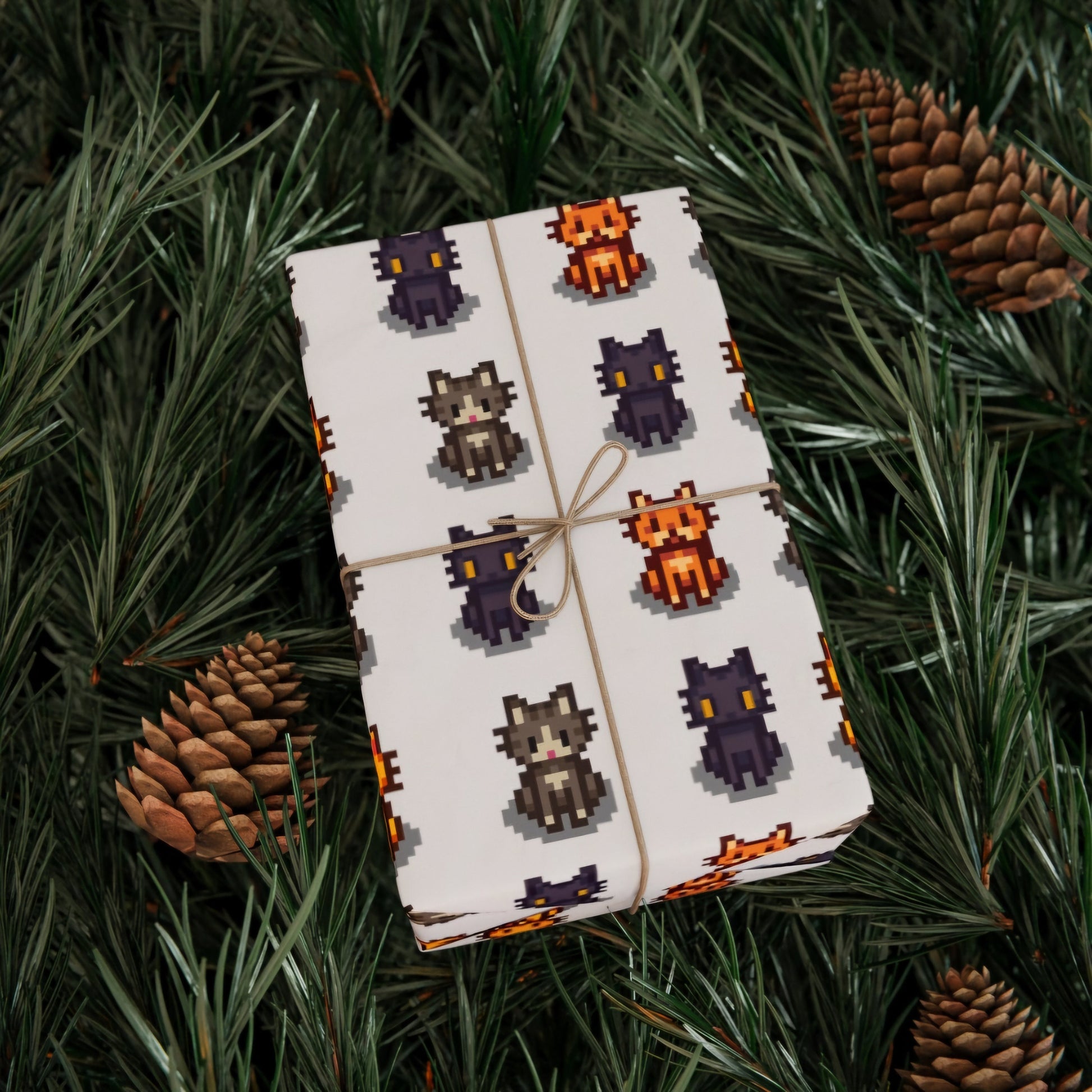 Stardew Valley Cat Wrapping Paper | Cozy Gamer Cat Gift Wrap for Birthdays or Christmas | Gift for Him or Her | Pixel Art Cats
