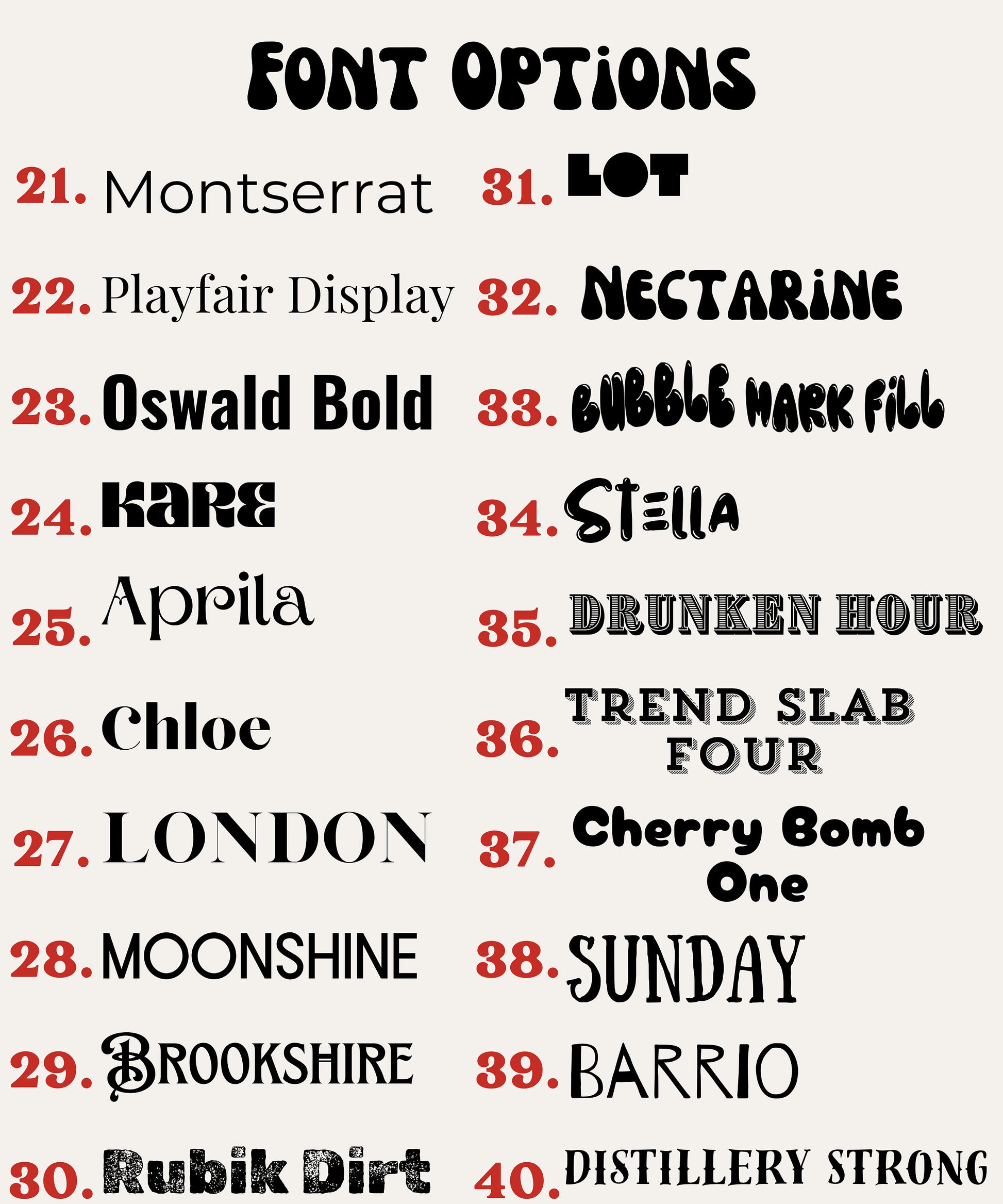 Font Options Custom Text or Image