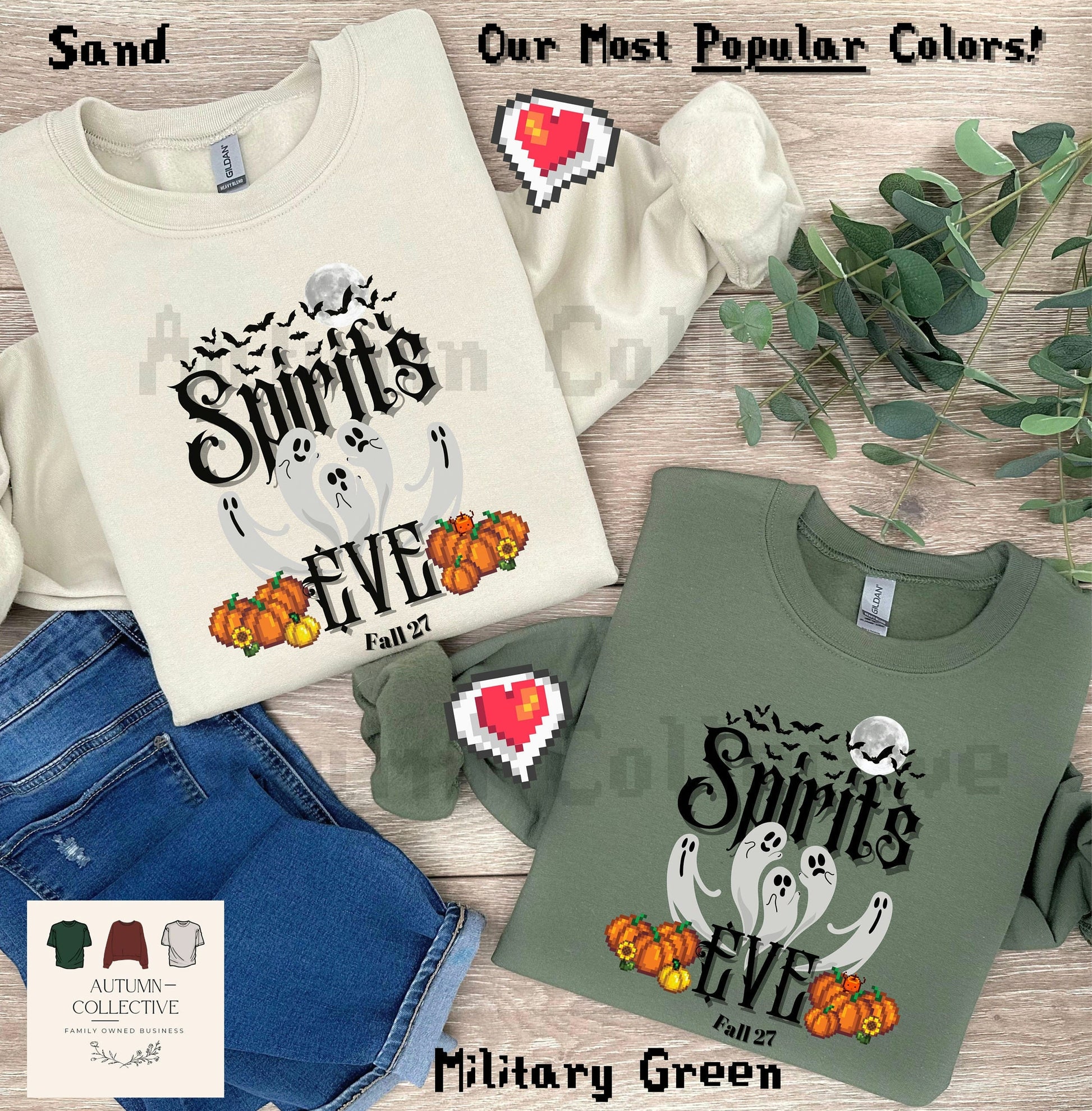 Our most popular colors, military green and sand.