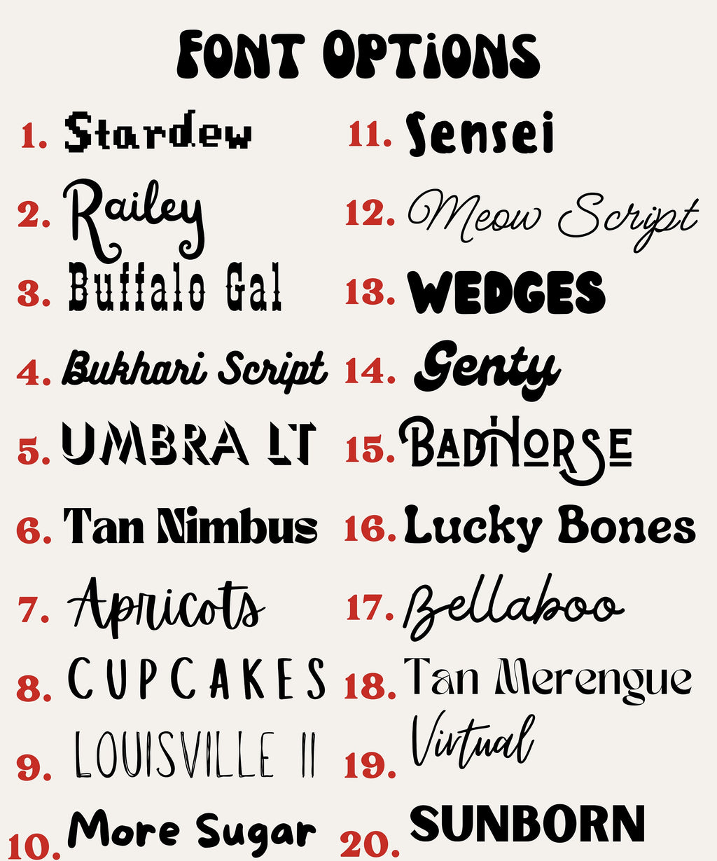 Font Options Custom Text or Image