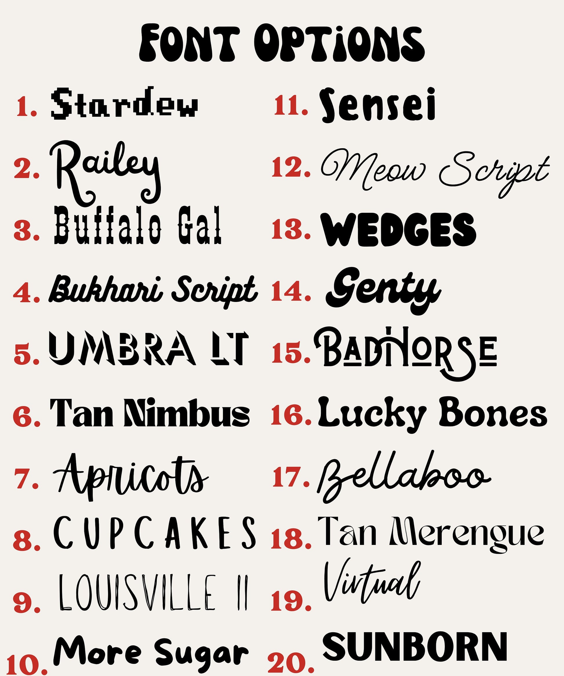 Font Options Custom Text or Image