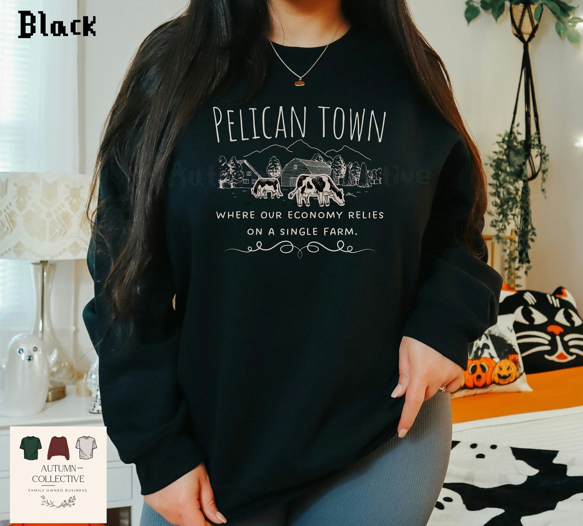 Pelican Town Sweatshirt - Where our economy relies on a single farm.