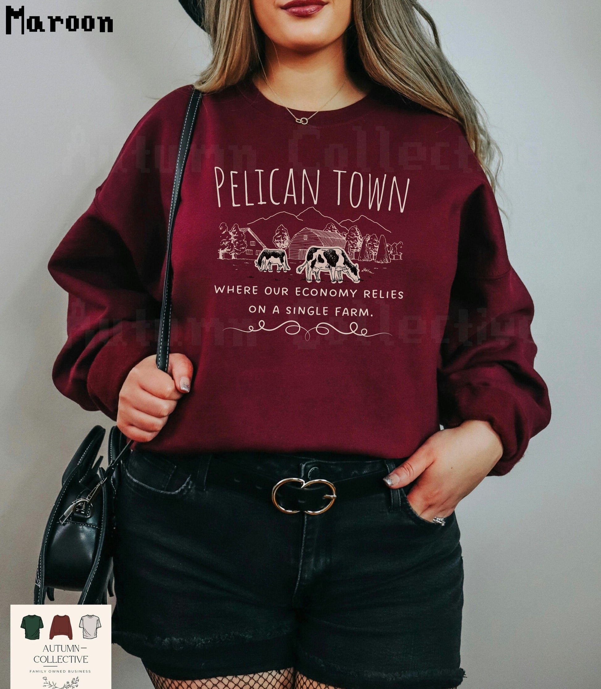 Pelican Town Sweatshirt - Where our economy relies on a single farm.